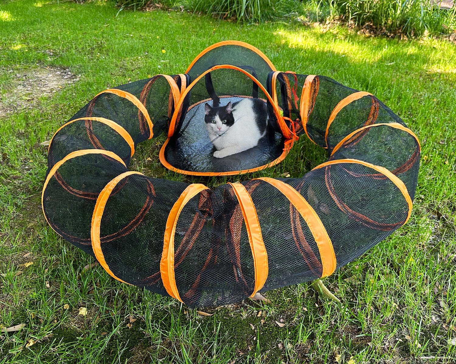 Heyhome Small Animal Playpen Cat Tent For Outside Indoor Pet Enclosure Playground With Waterproof Bottom & Fun Circle Play Tunne