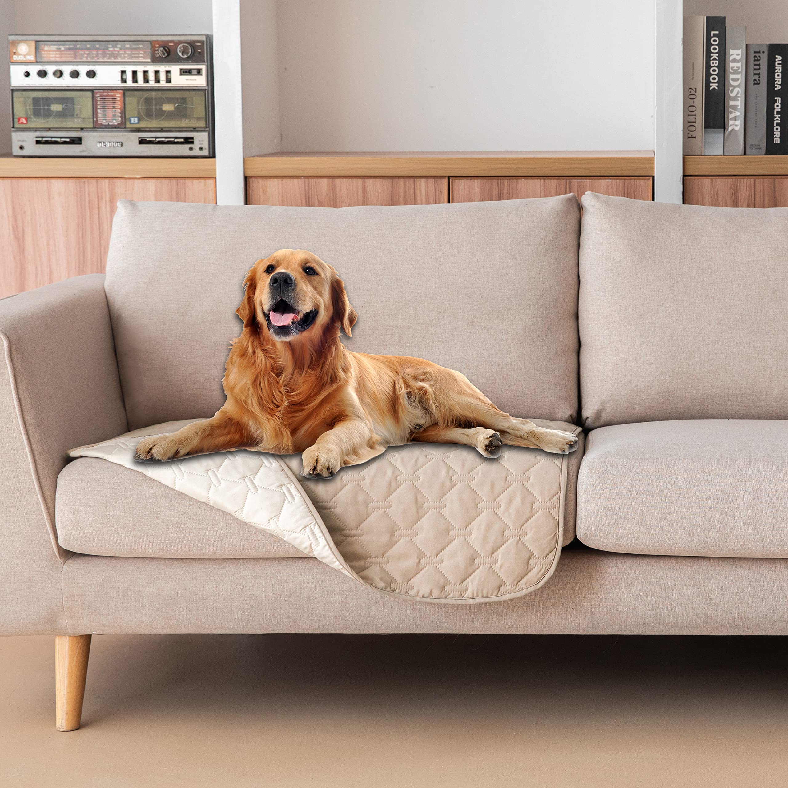 Gogobunny 100% Double Sided Waterproof Dog Blanket Soft Pet Bed Cover Reversible Protect Furniture Couch Sofa Car For Puppy Large Dog Cat (Dark Navy/Light Navy, 30X30 Inch (Pack Of 1))