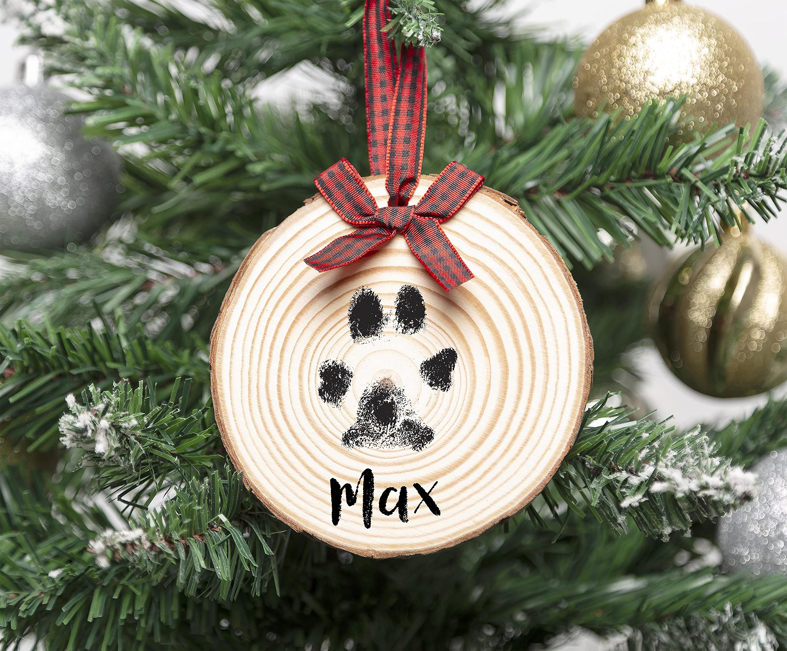 Pearhead Rustic Wood Paw Print Ornament Kit - DIY Pet Keepsake, 1-Pack, Wooden Ink Print, Model 50195