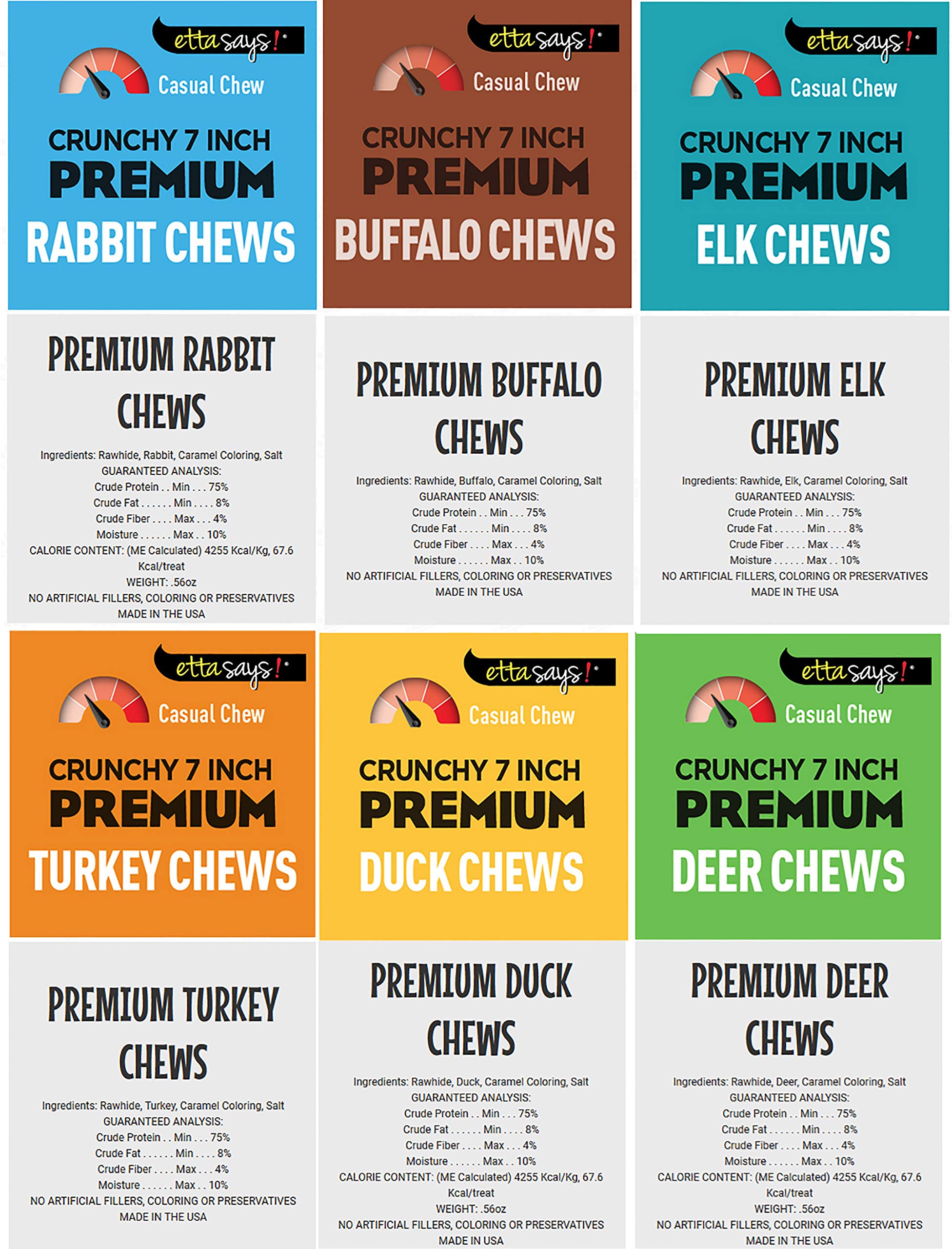 etta says! Premium Crunchy Dog Chews 7    Variety Pack - Grain-Free Dog Treats, Good for Teeth, Easy to Digest - Made in The USA