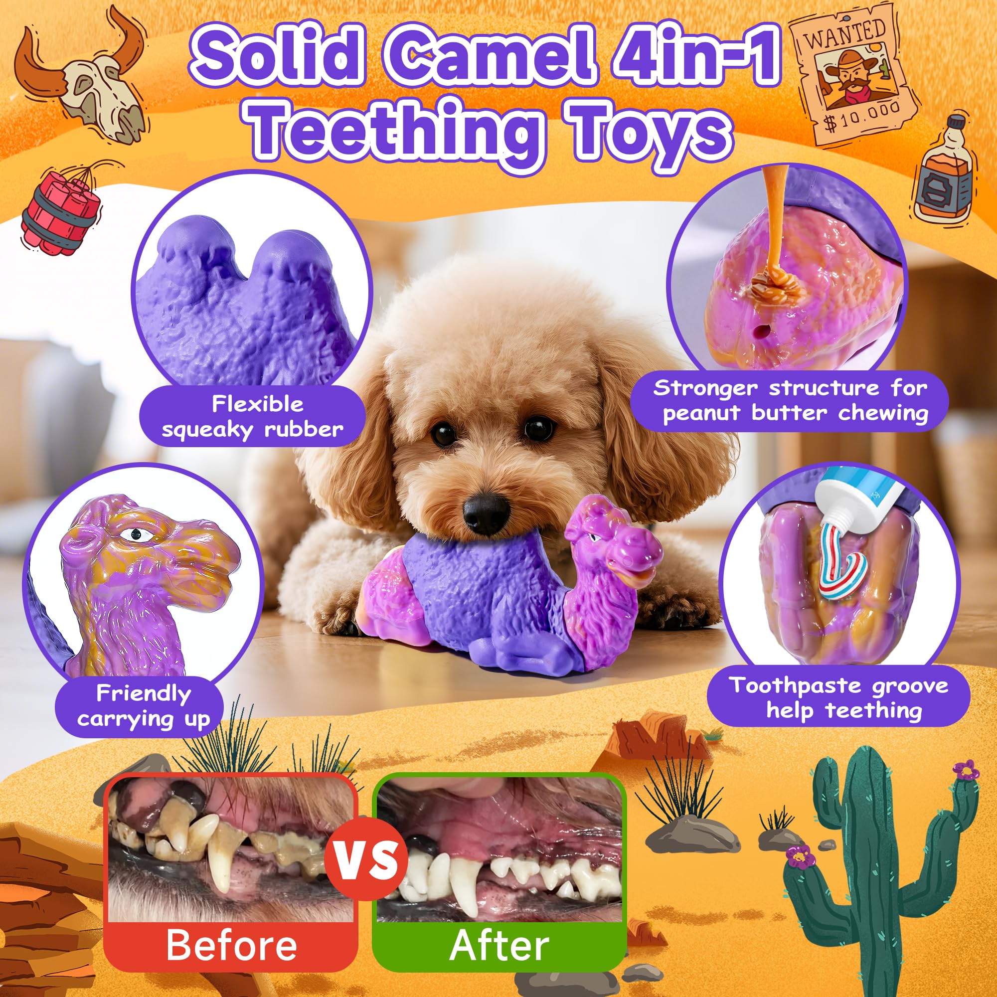 Tough Chew Toys For Dogs, Indestructible Dog Toy For Aggressive Chewers, Rubber&Nylon Squeaky Teething Large Dogs Toy Durable Fo