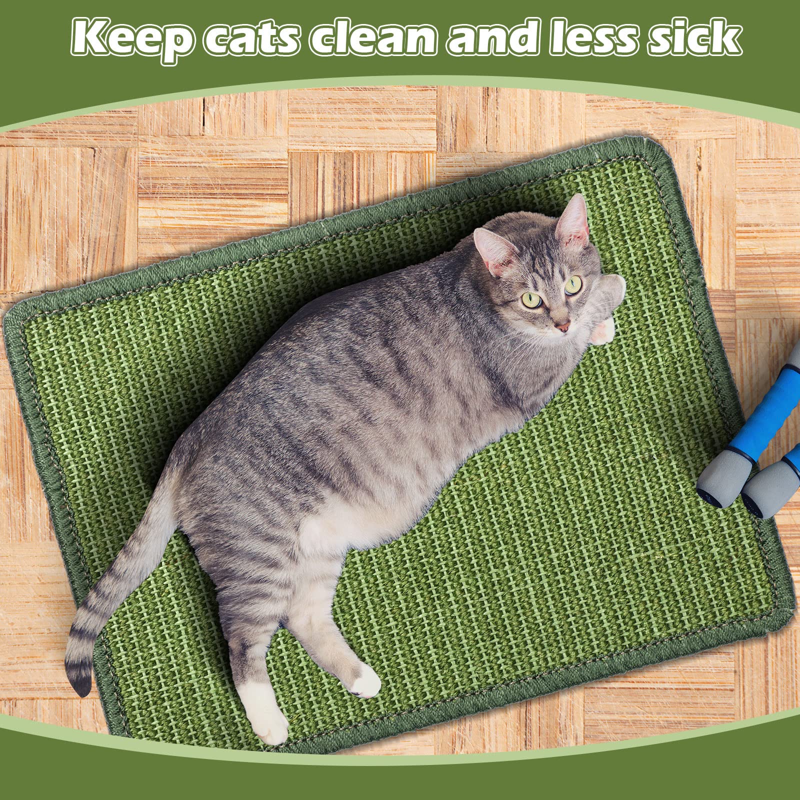 4 Pcs Cat Scratcher Mat Sisal Cats Scratch Mats Horizontal Cat Floor Scratching Pad Rug Sisal Fabric Cat Scratch Mat For Protecting Carpets Sofas And Cat Grinding Claws Green 11.8' X 15.7'