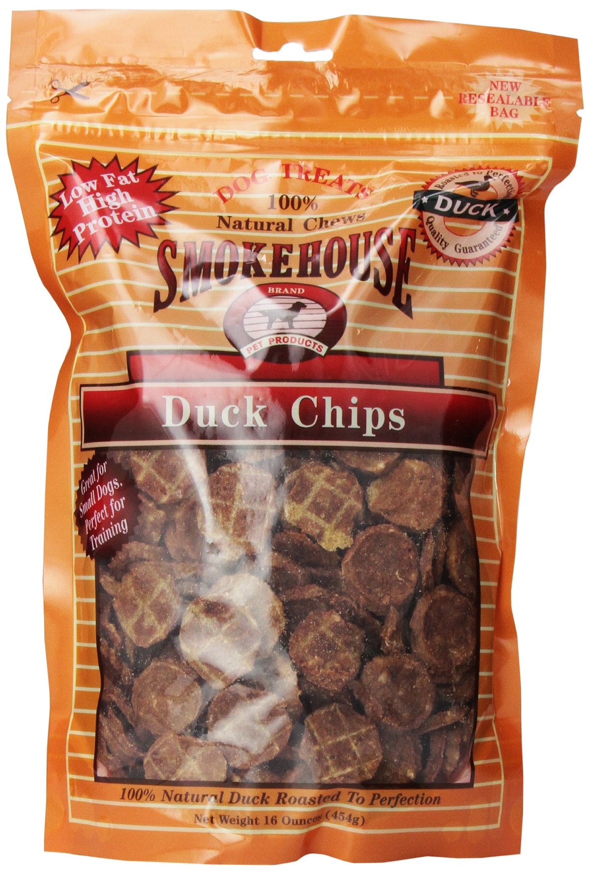 Smokehouse 100-Percent Natural Duck Chips Dog Treats, 16-Ounce