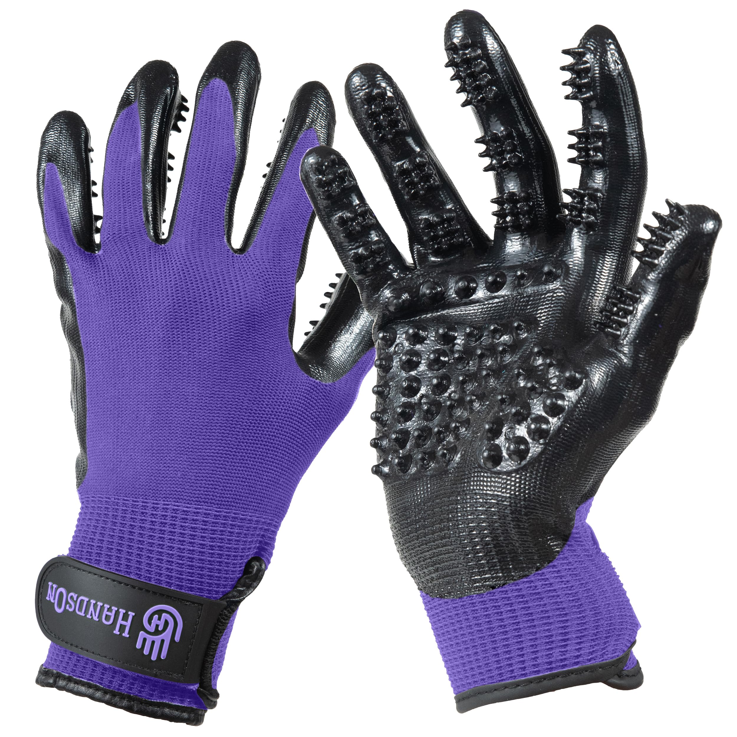 Handson Pet Grooming Gloves - Patented #1 Ranked, Award Winning Shedding, Bathing, Hair Remover Gloves - Gentle Brush for Cats, 