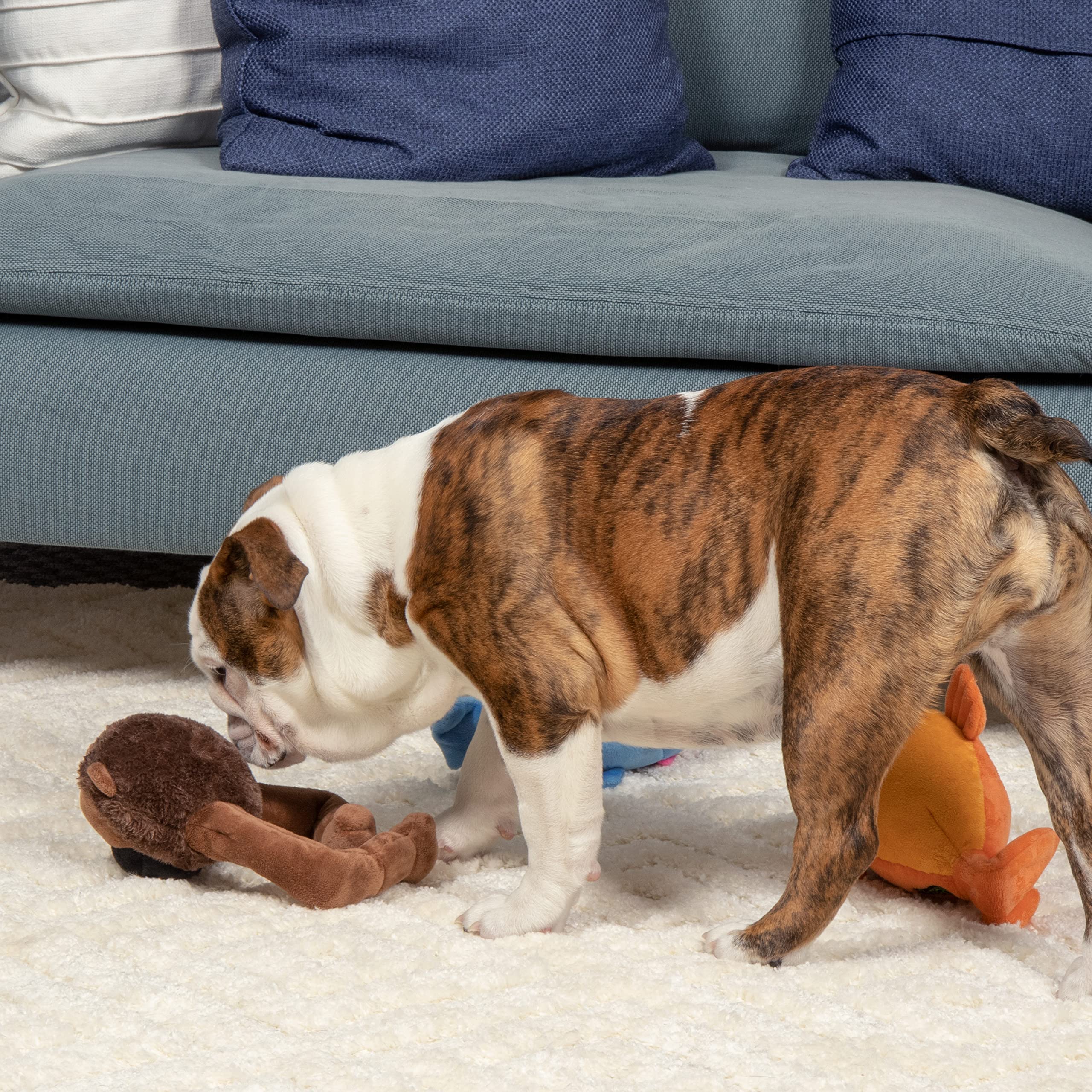 Godog Action Plush Ape Animated Squeaky Dog Toy, Chew Guard Technology - Brown, One Size