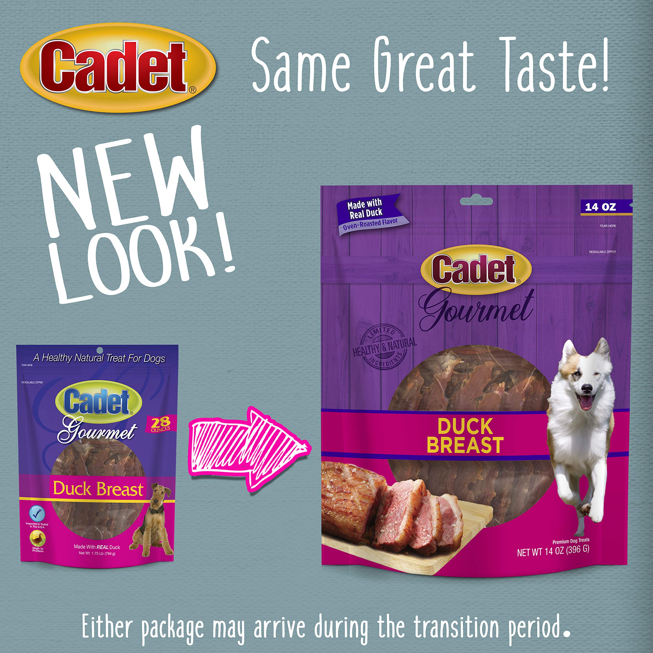 Cadet Duck Breast Jerky Dog Treats, High-Protein, 14 oz, Healthy Training Treats for Small & Large Dogs