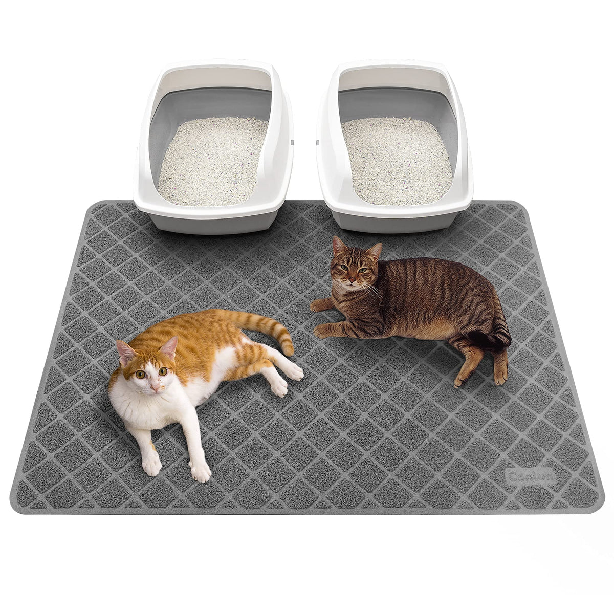 Conlun Cat Litter Mat Litter Trapping Mat, 47' X 35' Premium Durable Pvc Grid Mesh With Scatter Control, Non-Slip, Less Waste Cat Litter Box Mat, Soft On Kitty’S Paws, Urine Waterproof