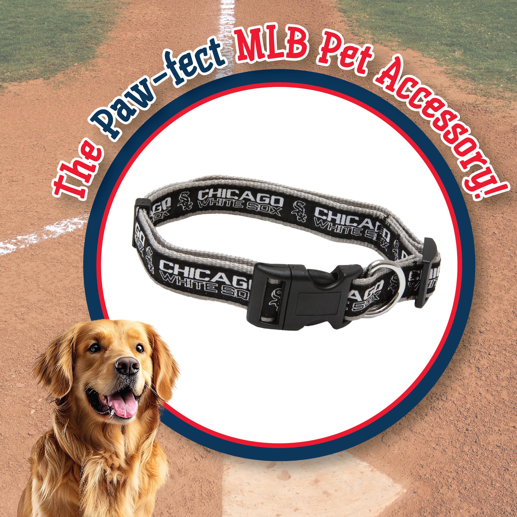 Pets First Mlb Dog Collar. - 29 Baseball Teams Available In 4 Sizes. Heavy-Duty, Strong & Durable Pet Collar. - Mlb Licensed Pet Collar. (Wsx-3036-Md)
