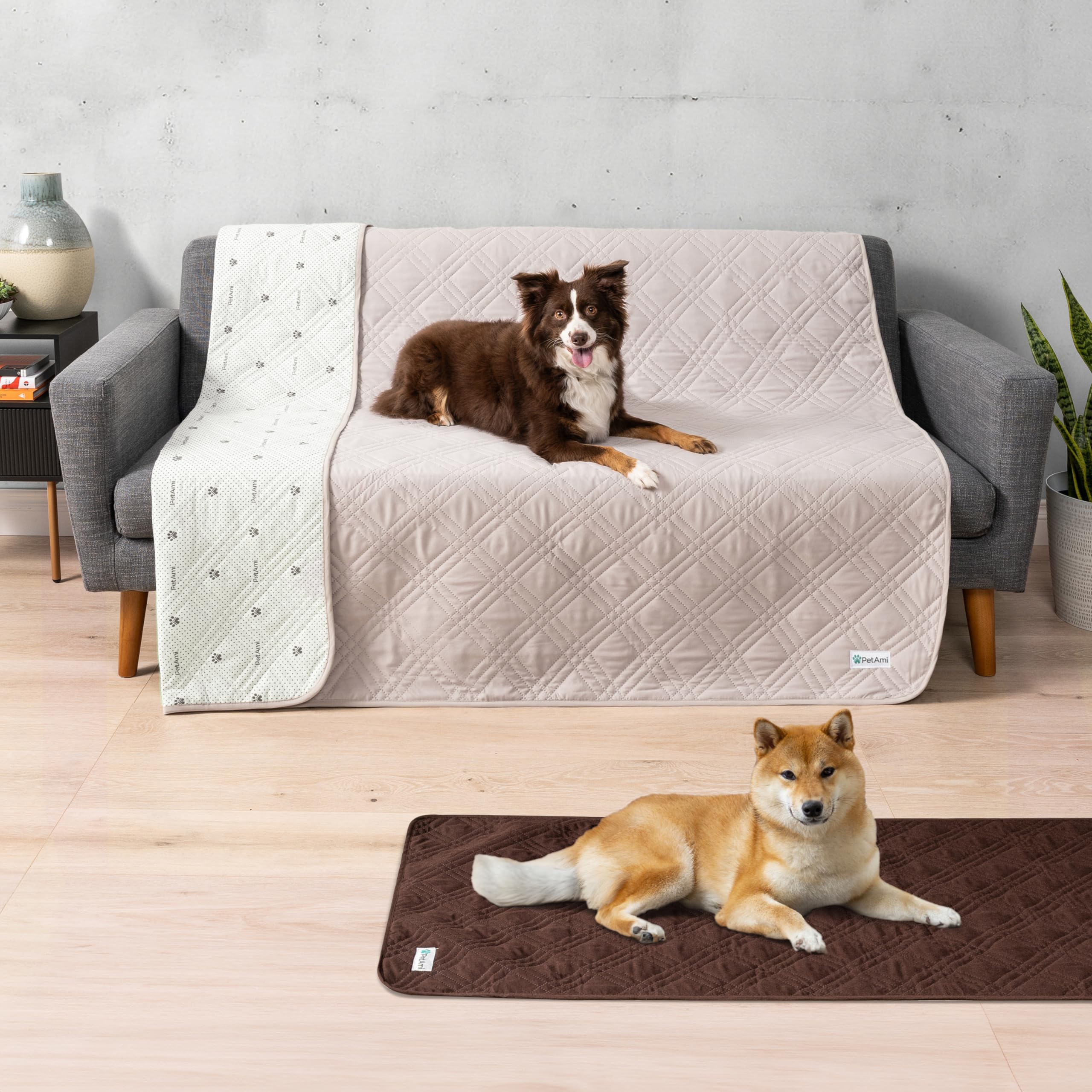 PetAmi Waterproof Couch Cover for Dogs, Waterproof Pet Blanket, Reversible Furniture Cover Sofa Protector for Pet Cat Bed, Washa