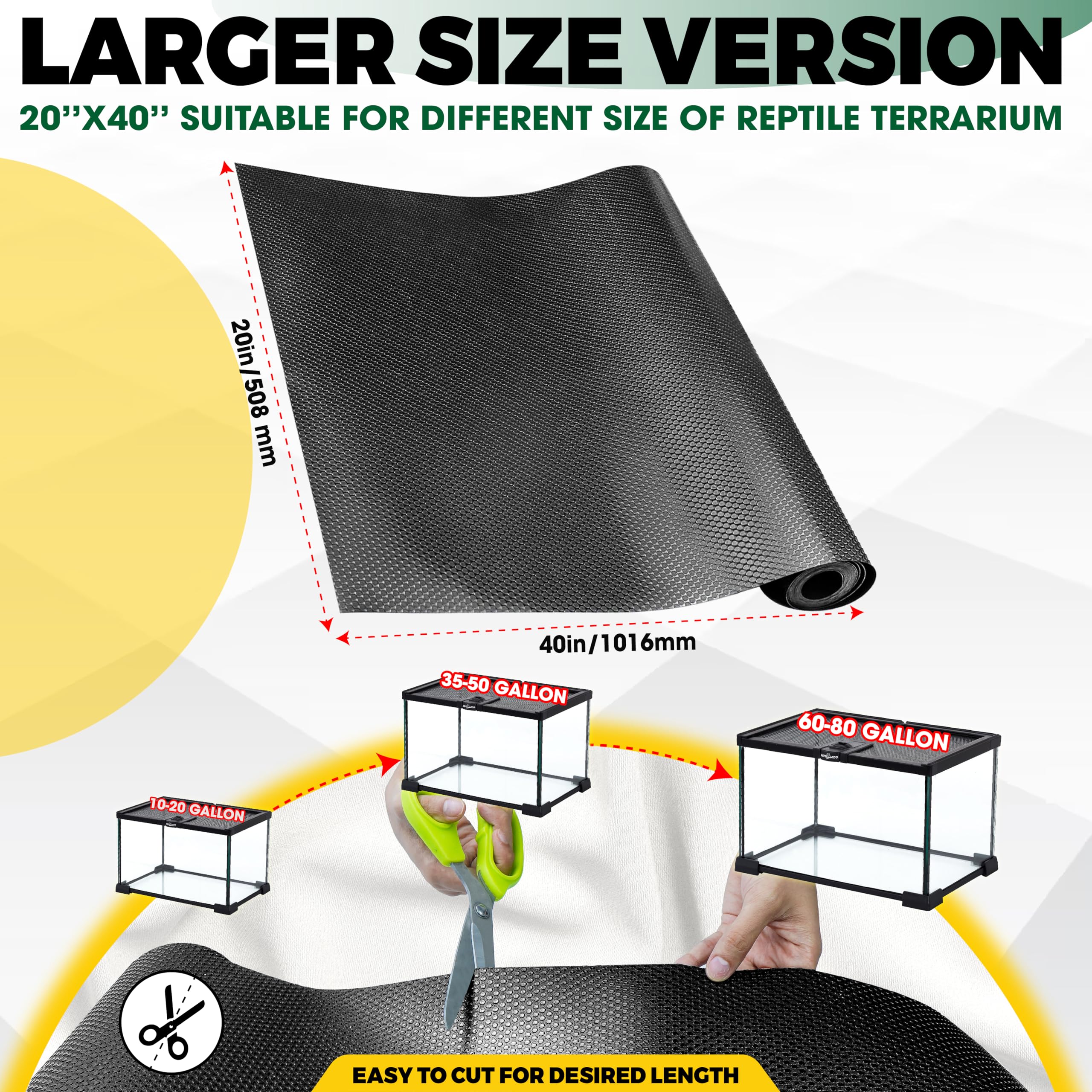 X-Cuirass [Premium] 20X40    Reptile Substrate Mat With 4 Pcs Rug Gripper, Extra Thick & Ultra Comfortable,Non-Slip, Reptile Tan