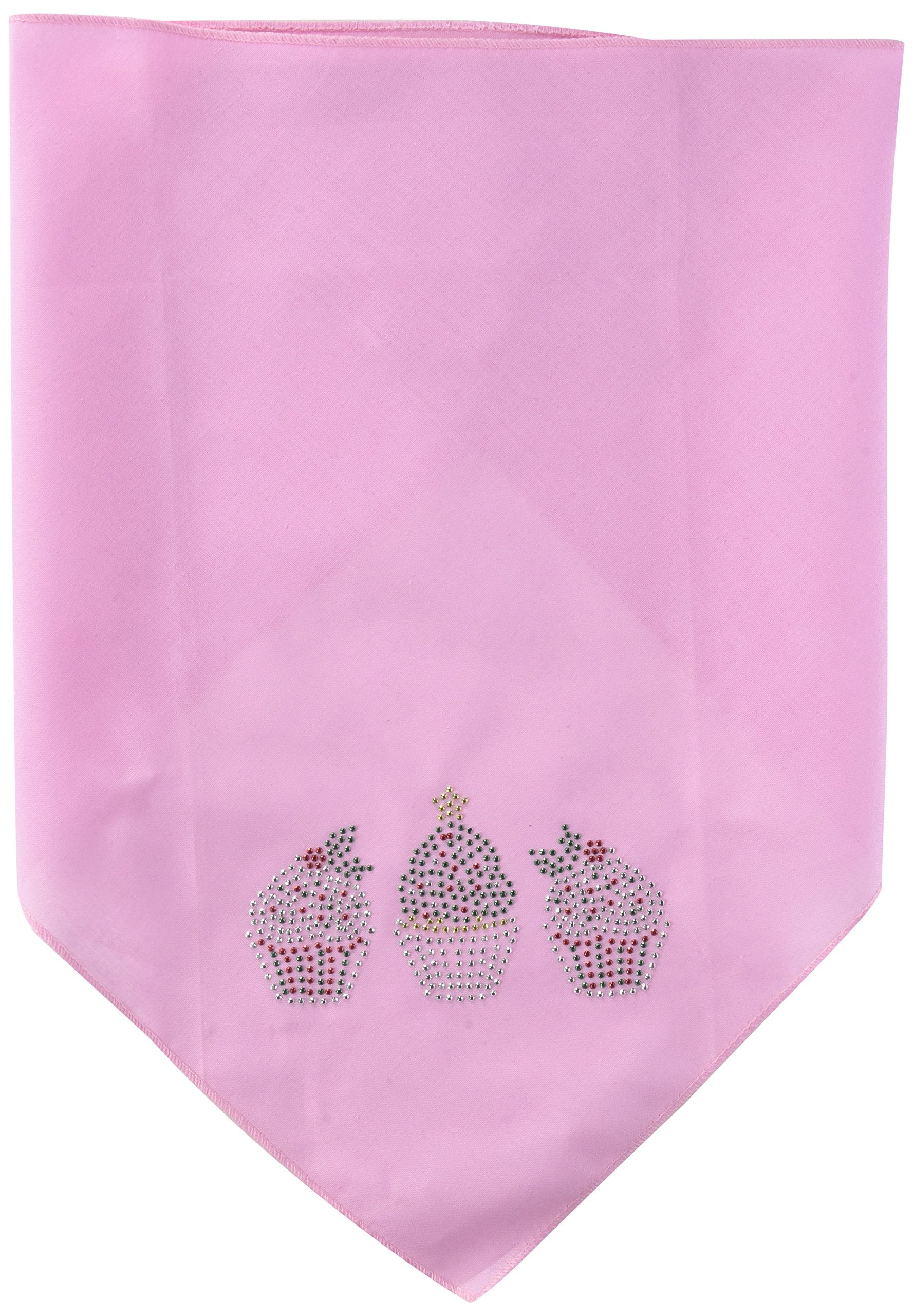 Christmas Pet and Dog Bandana Rhinestone, Christmas Cupcakes Light Pink Large