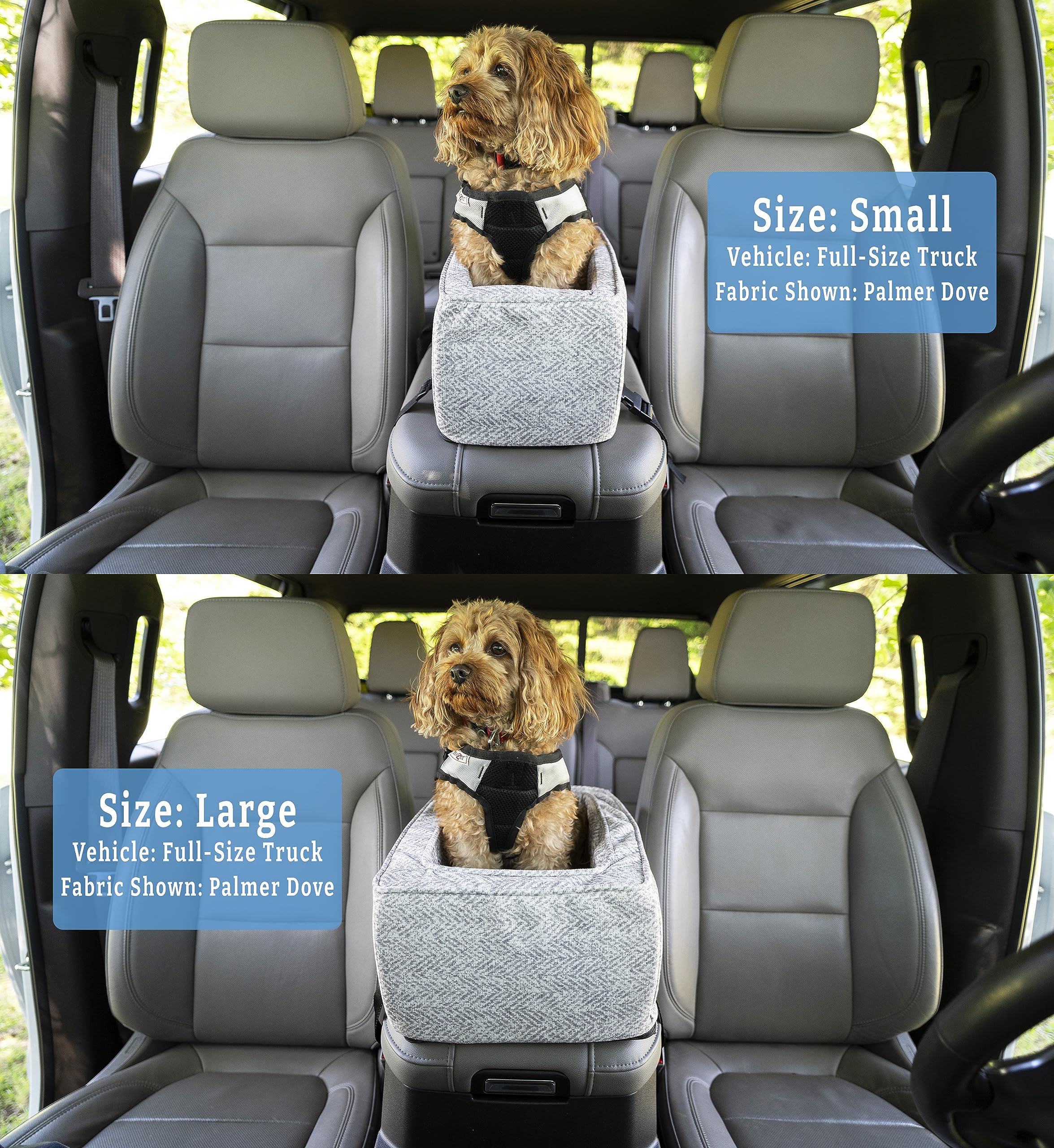 Snoozer Center Console Dog Car Seat, Dog Console Car Seat For Dogs Under 12 Lbs, Wide Vehicle Consoles, Size: Large, Black Quilted Washable Cover, Comfortable And Secure, Harness Attachment Included