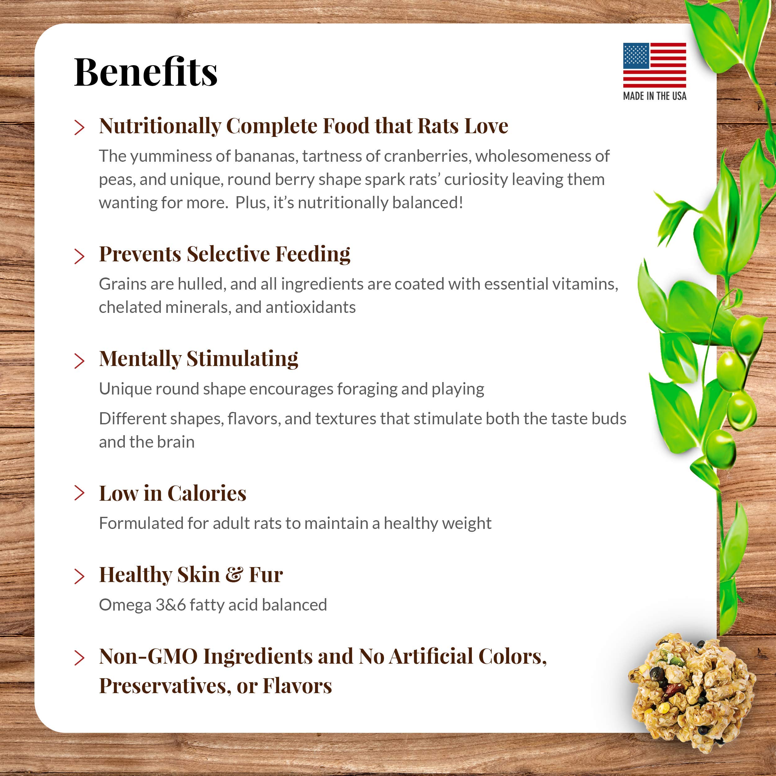 LAFEBERS Rascally Rat Nutri-Berries, Made with Non-GMO and Human-Grade Ingredients, for Rats, 10 oz