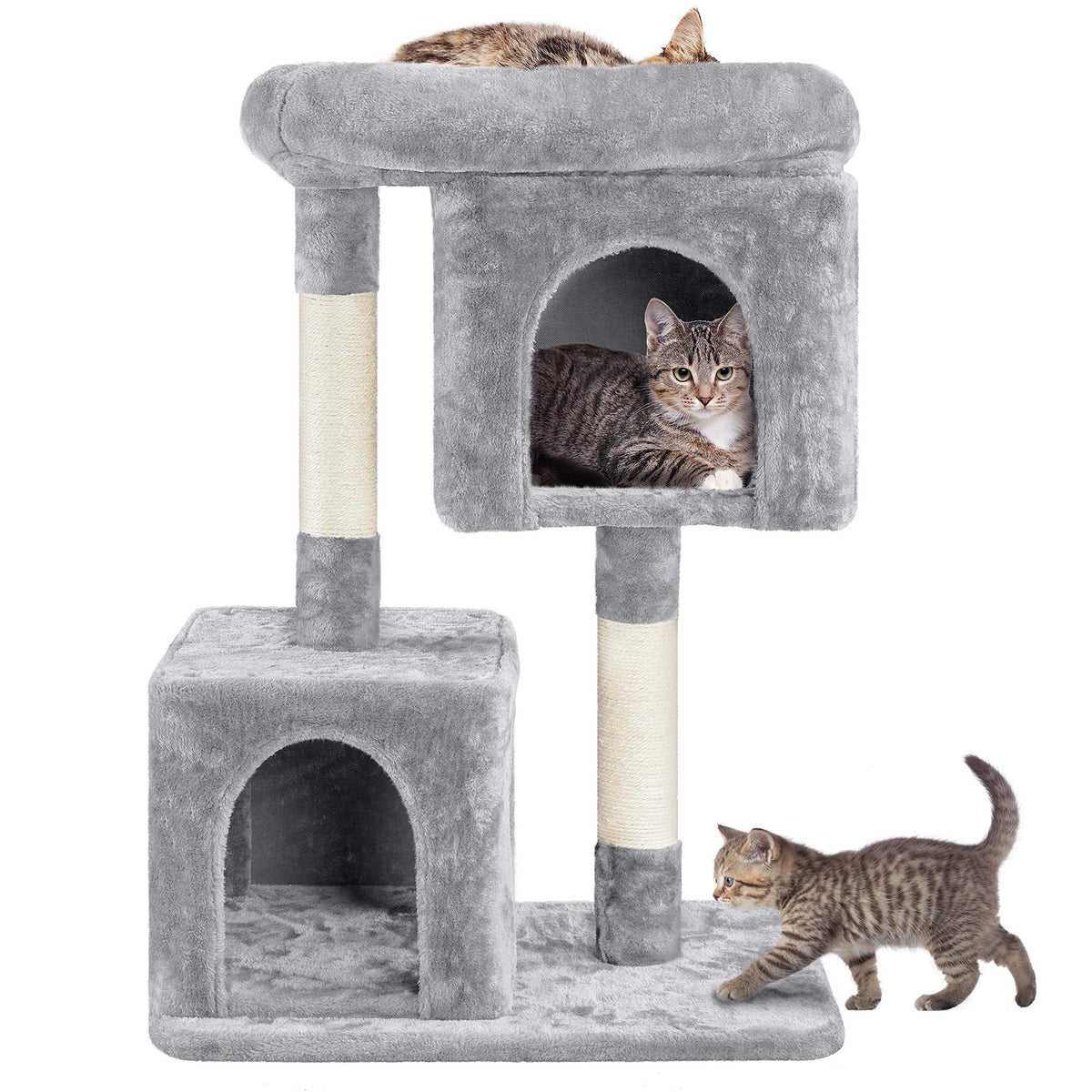 Yaheetech 33.5'' Cat Tree Cat Tower With 2 Cozy Plush Condos & Sisal Scratching Posts Cat Stand House For Cats & Pets