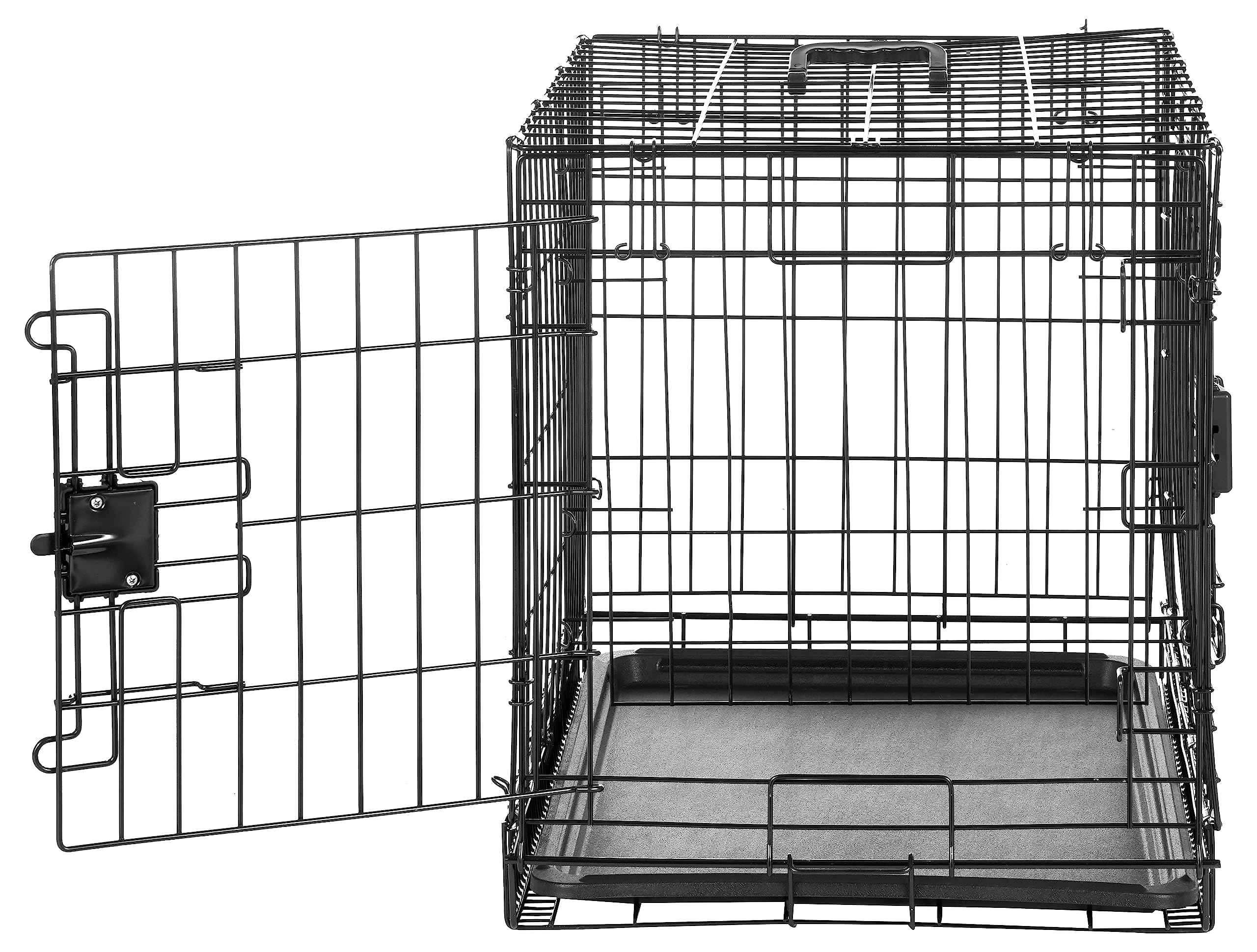 Amazon Basics Durable,Foldable Metal Wire Dog Crate With Tray, Double Door, Divider, 24 X 18 X 20 In, Black