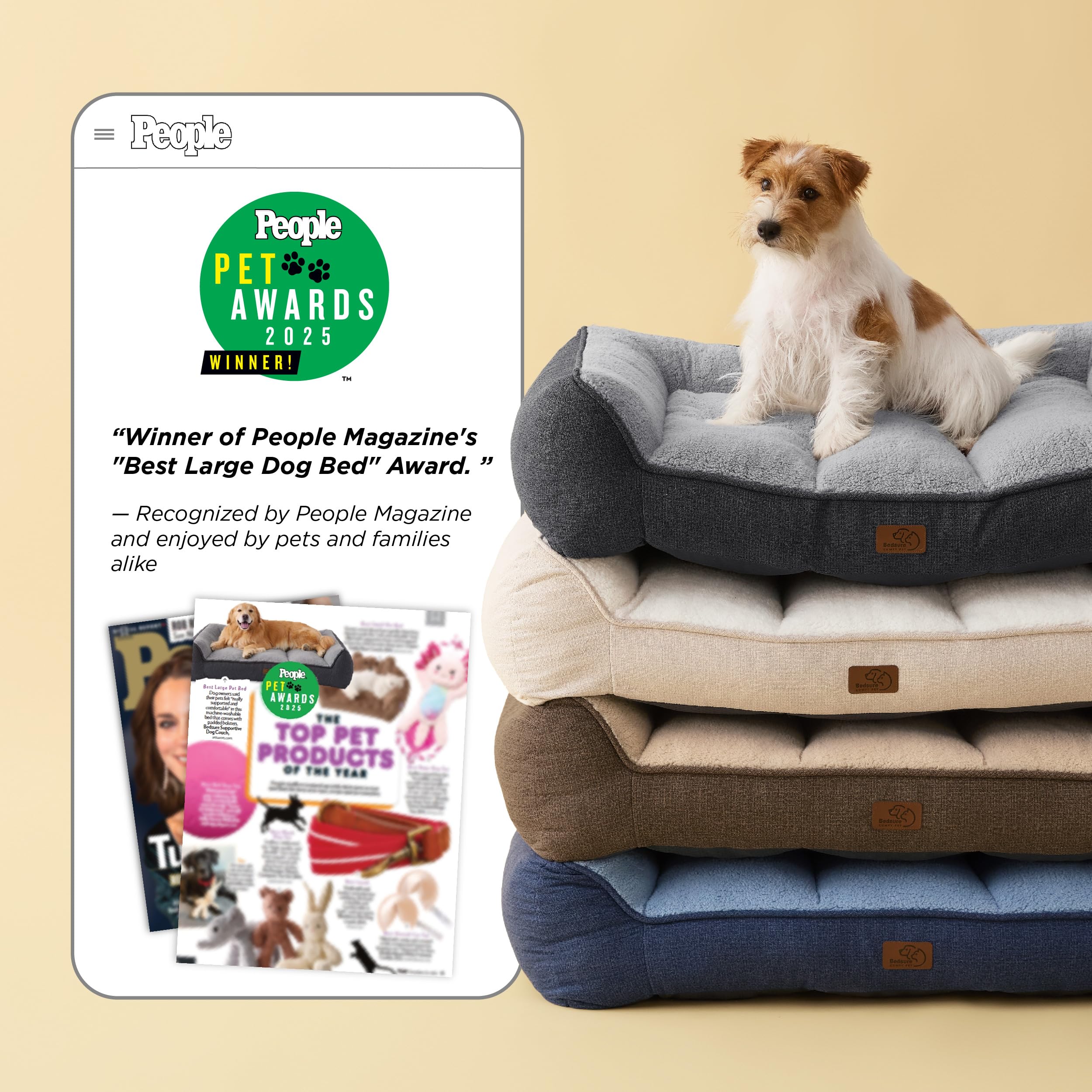 Bedsure Orthopedic Dog Bed Medium Size Dog - Extra Thick Supportive Medium Dogs Beds with Waterproof Washable Cover, Comfort Pet