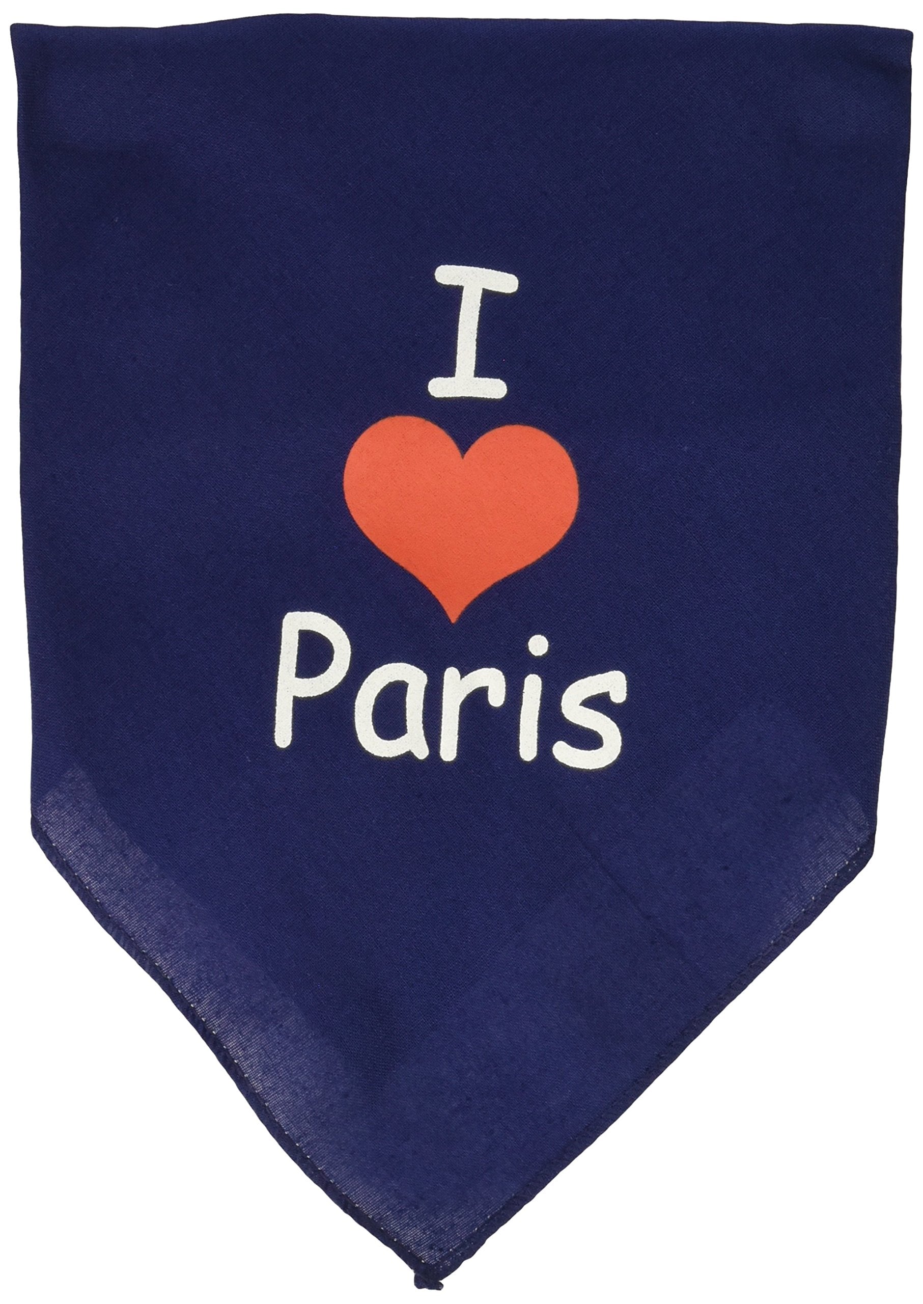 Pet and Dog Bandana Screen Printed, I Love Paris Navy Blue Small