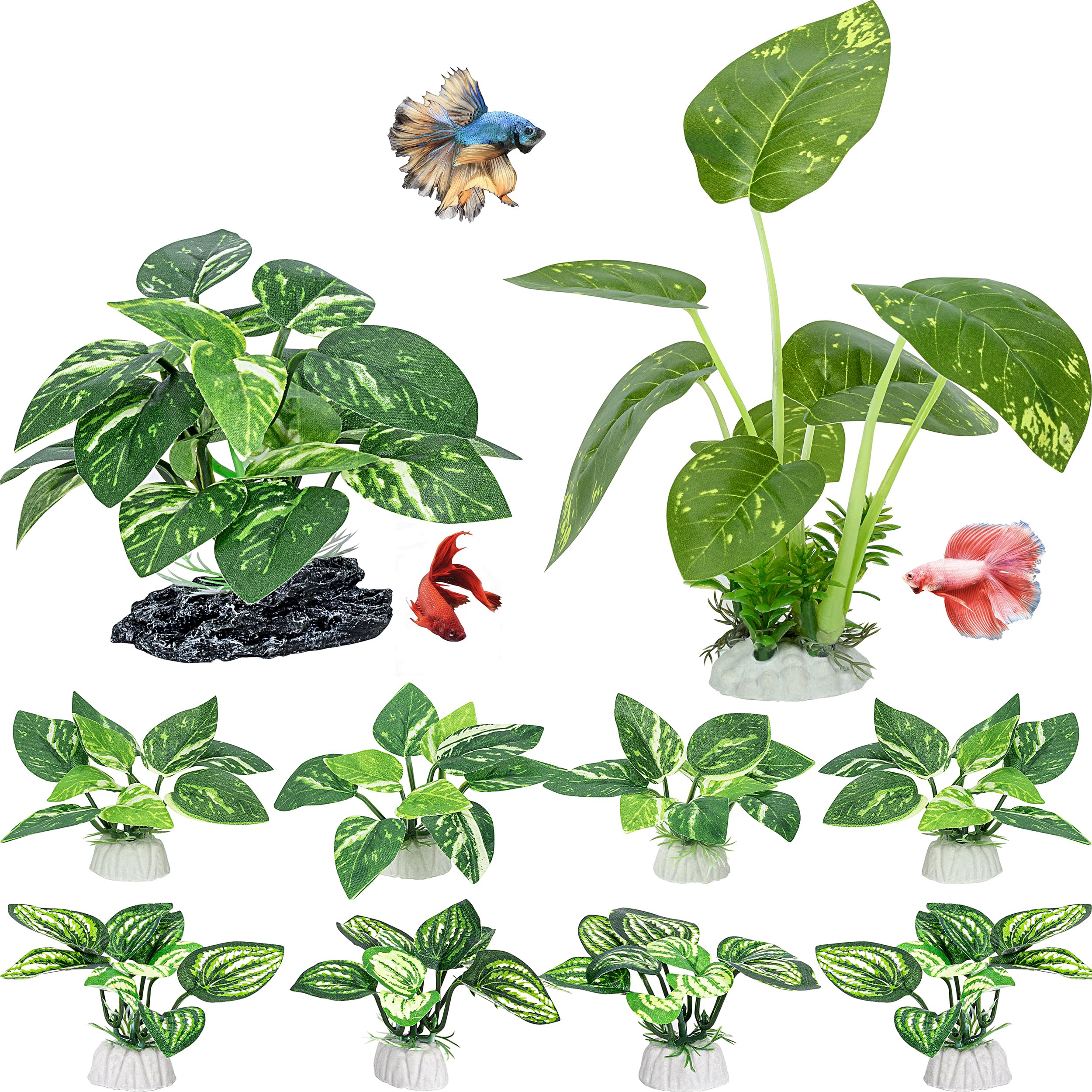 MyLifeUNIT Betta Fish Tank Decor, 10 Pack Silk Aquarium Plants for Aquarium Decoration and Fish Tank Decoration