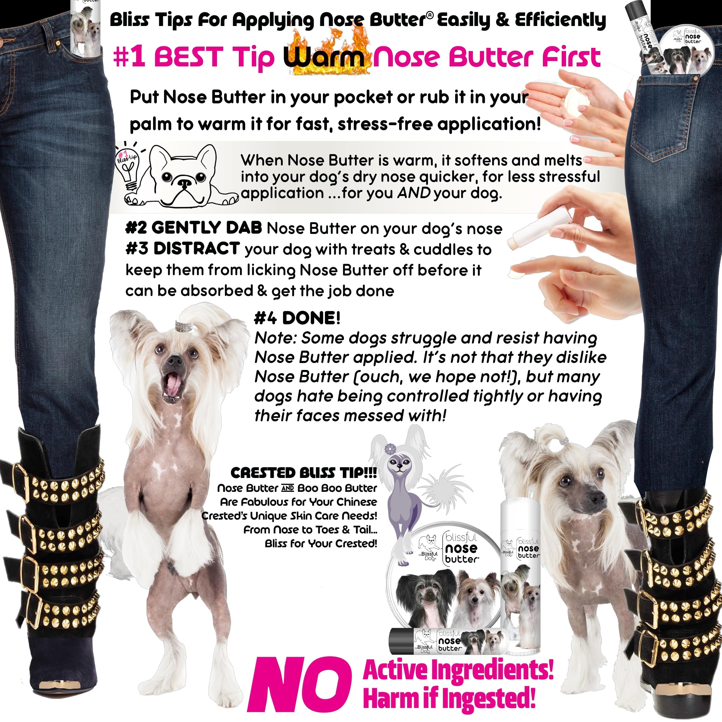 The Blissful Dog Chinese Crested Unscented Nose Butter, 4-Ounce