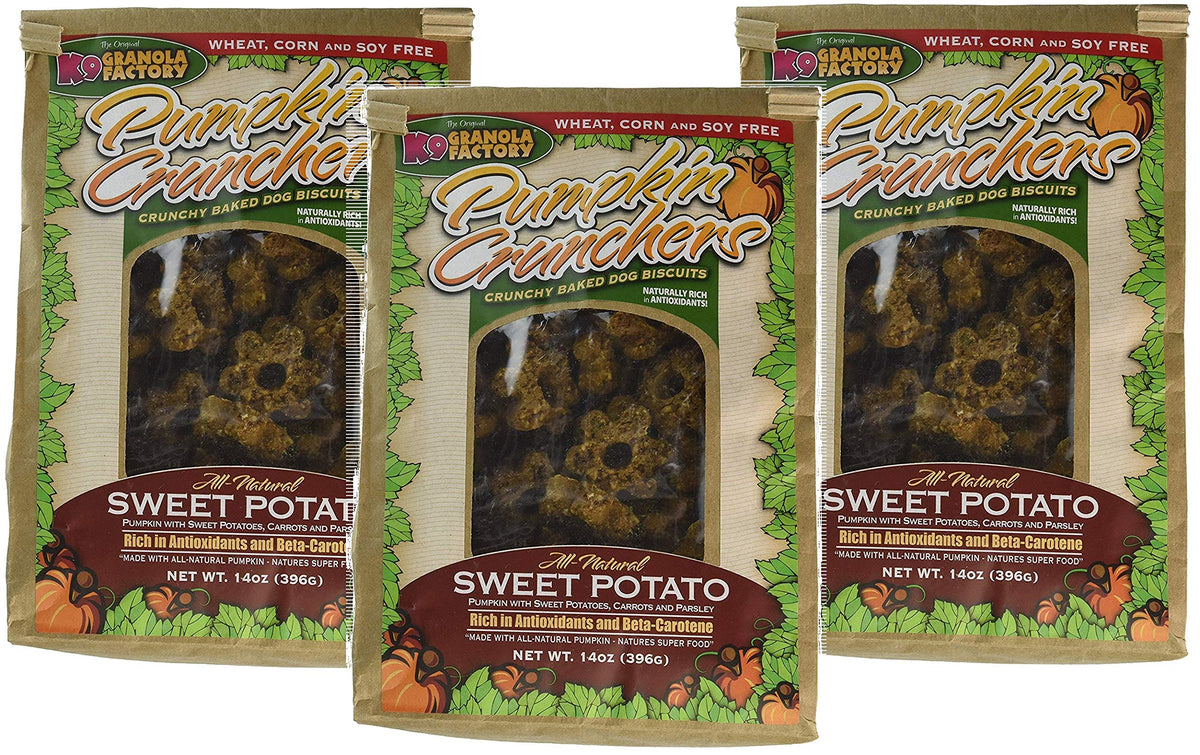 K9 Granola Factory 3 Pack Of Sweet Potato Pumpkin Crunchers Dog Treats, 42 Ounces Total