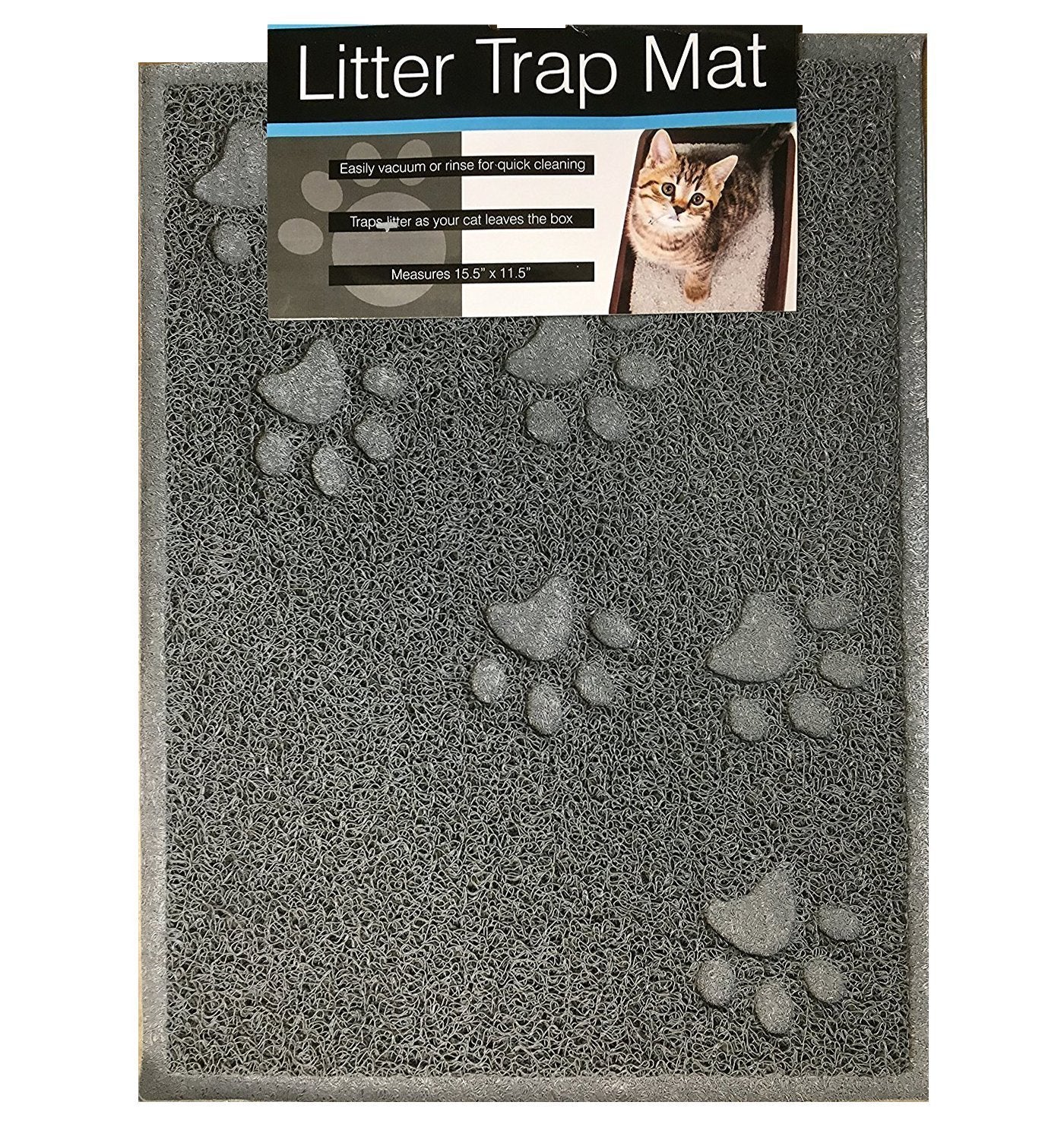 Hands Diy Gray Cat Litter Trap Mat, Non-Slip, Dirt Catcher, Soft On Paws, Easy To Clean