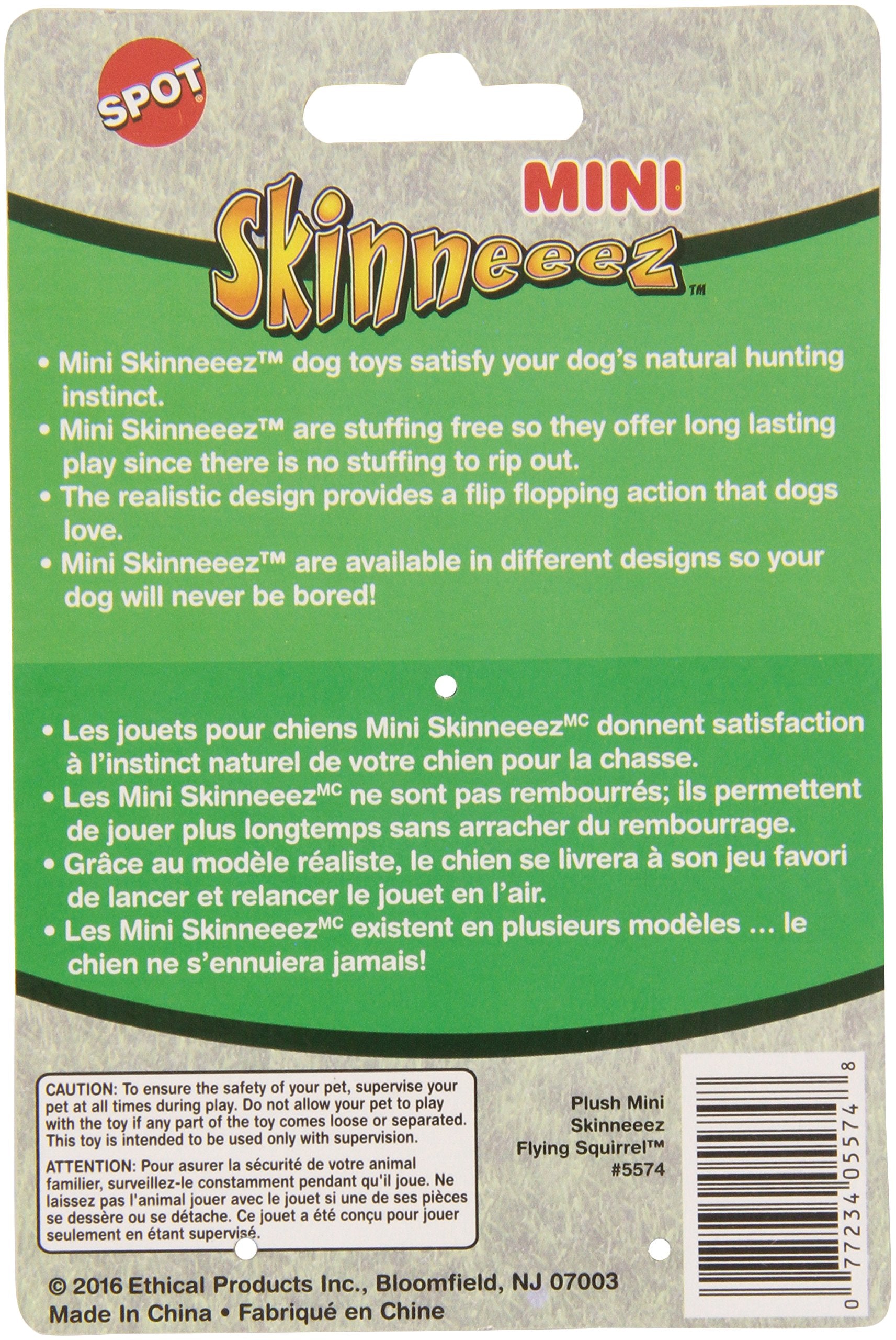 Spot By Ethical Products Skinneeez-The Original Stuffless Stuffingless Dog Toys-Squeak Toys Tug Toy Small Dogs And Large Dogs Puppy Chew Toy Alternative Interactive Dog Toy-Flying Squirrel-Small