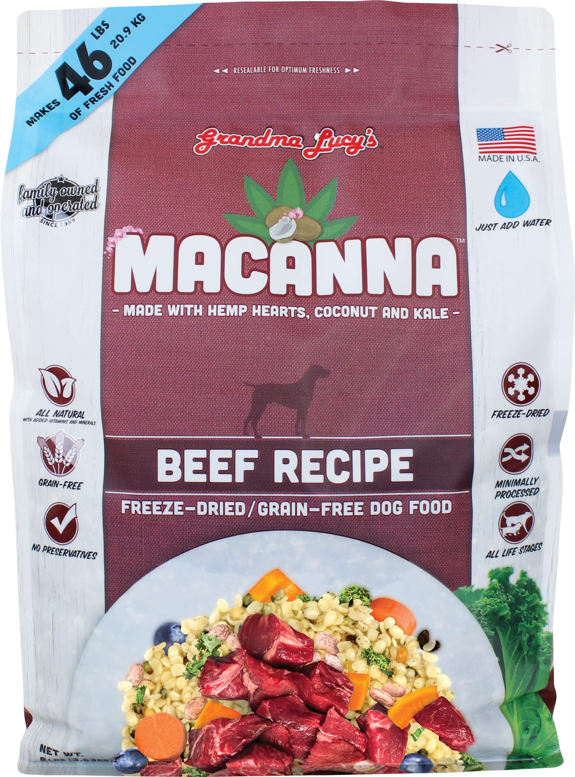 Grandma Lucys Macanna Beef Dog Food - 8lb