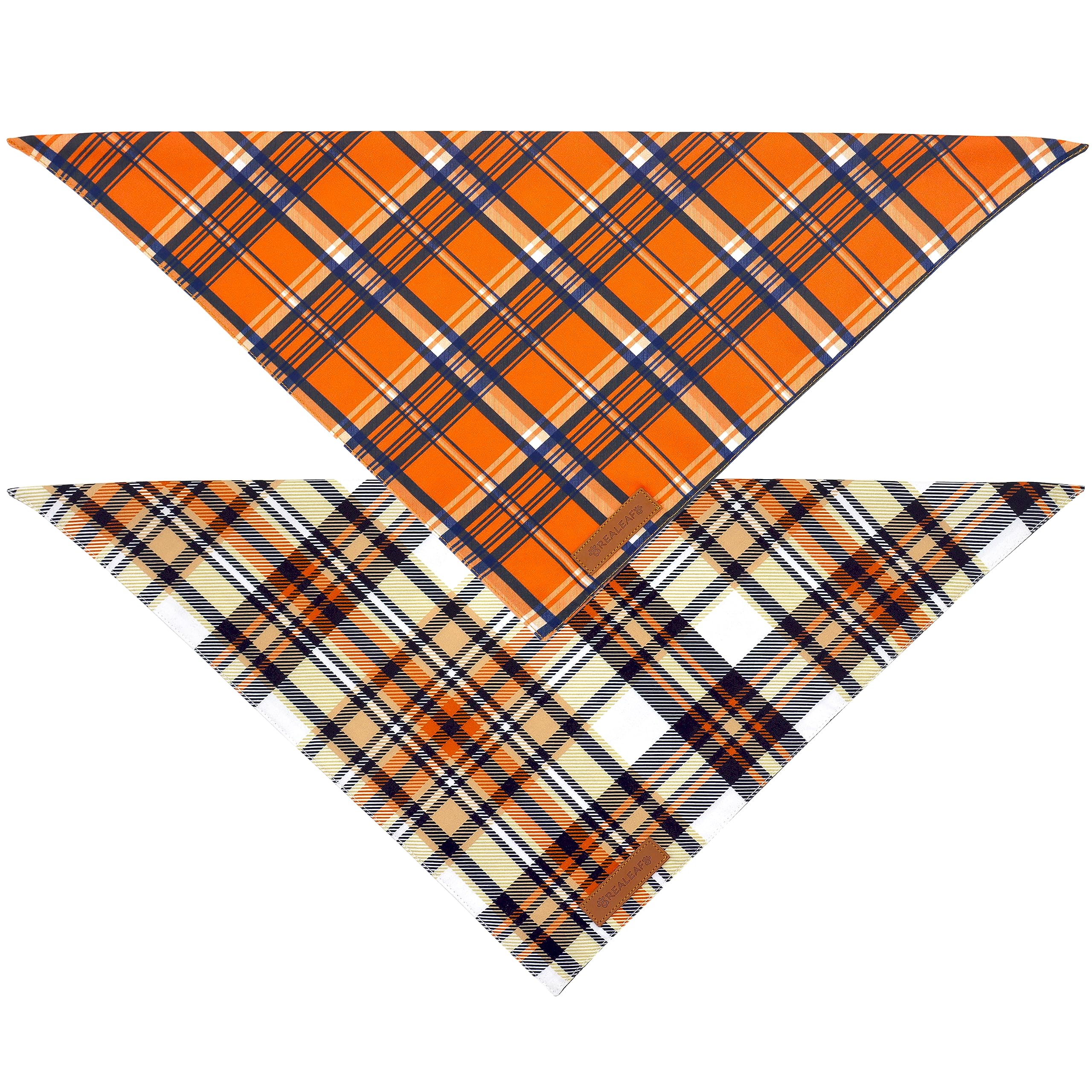Realeaf Thanksgiving Fall Dog Bandanas 2 Pack, Reversible Holiday Pet Scarf For Boy And Girl, Premium Durable Fabric, Holiday Halloween Bandana For Large And Extra Large Dogs (X-Large)