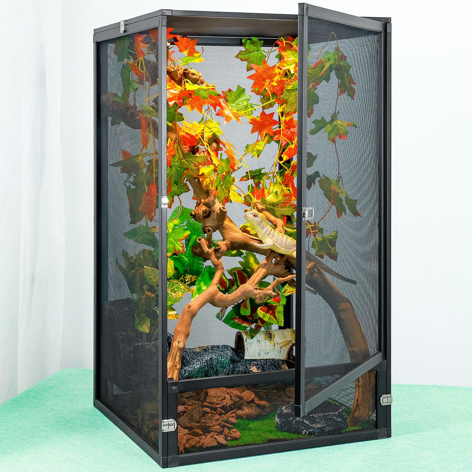 Binano 45 Gal Detachable And Foldable Reptile Butterfly Cage Terrarium, 360 Observation, Airflow, Interaction In Gecko Tank For 