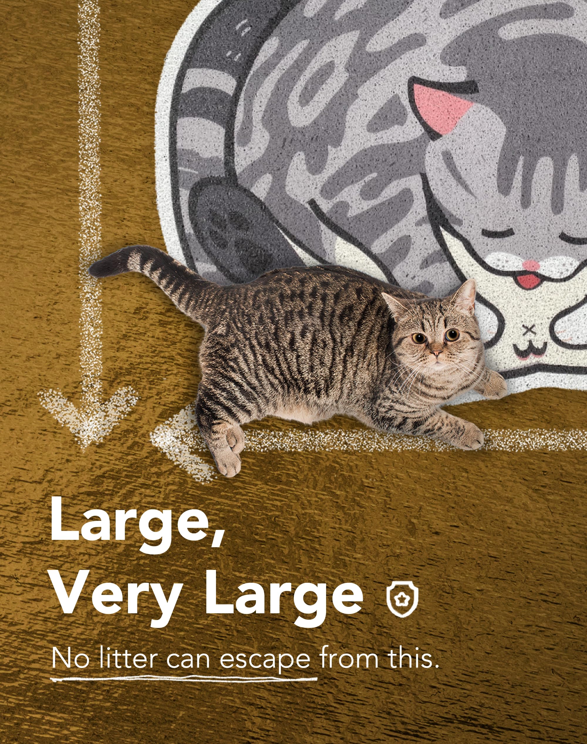 Lukamoo Cute Cat Litter Mat (30X20), Large/L, For Kitty Litter & Cute Cat Litter Box, Litter Trapping Mat (Grey Tabby)