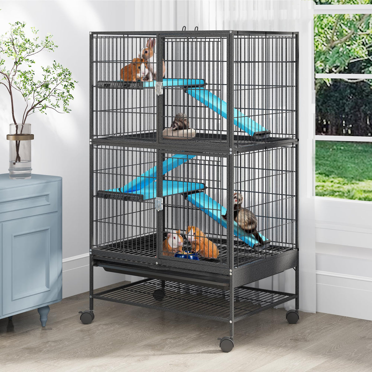 Yitahome Small Animal Pet Cage: 4-Tiers Metal Guinea Pig Cage For Adult Rats Ferret Chinchilla Large Hamster Indoor Critter Nati