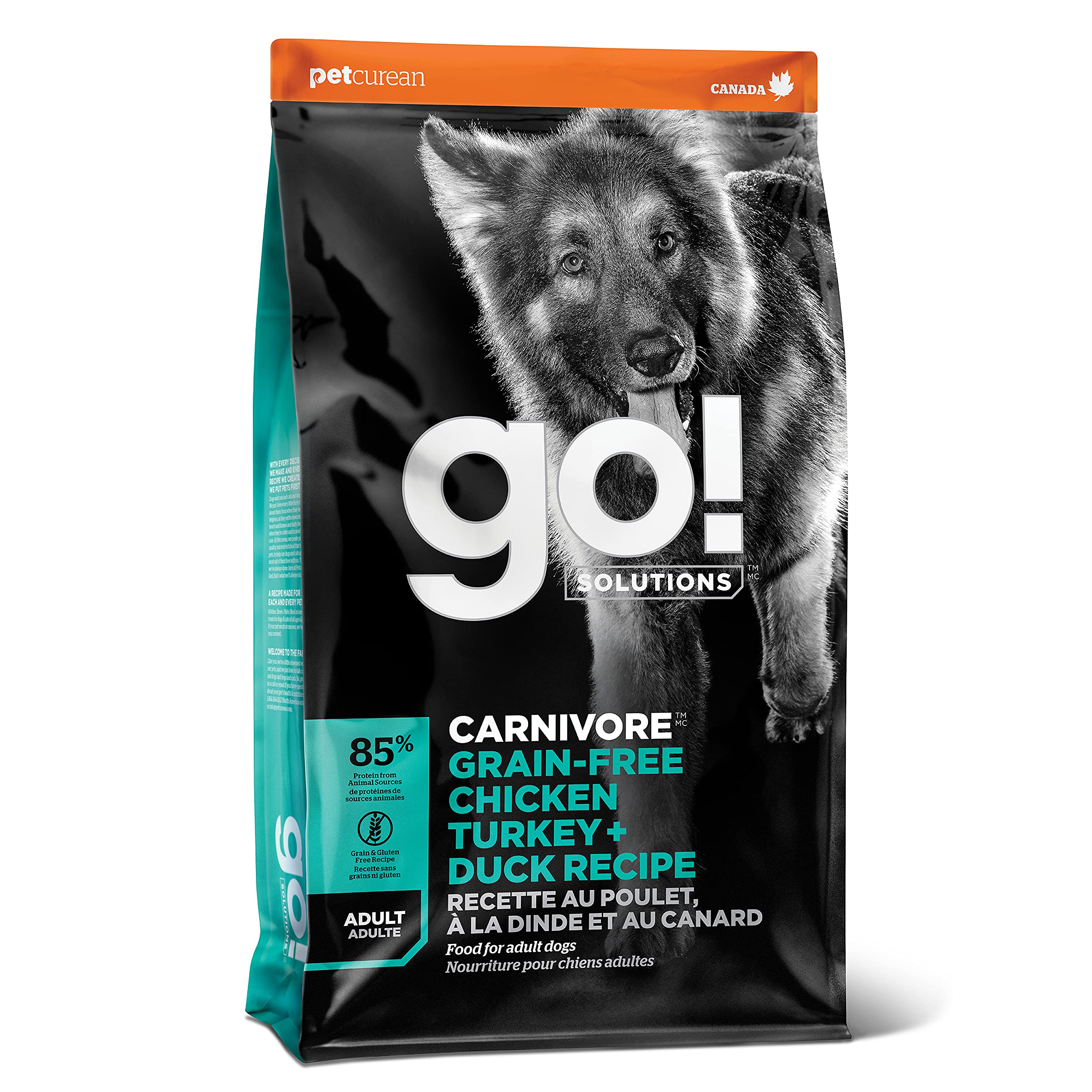Go! Solutions Carnivore Grain Free Dog Food for Adult Dogs, 3.5 lb - Chicken, Turkey + Duck Recipe - Protein Rich Dry Dog Food -