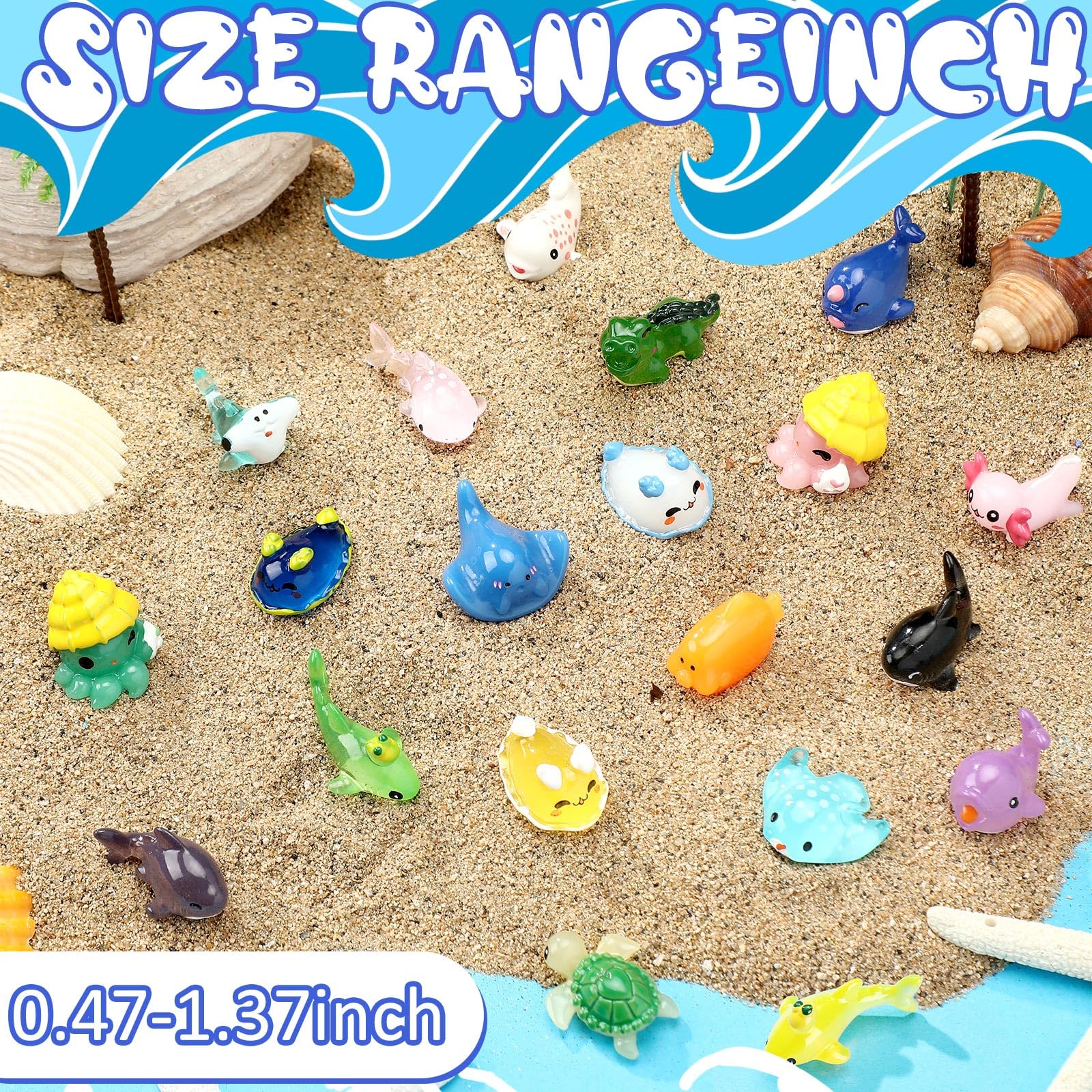 Bbto 72 Pcs Resin Ocean Animal Figurines Ornaments Miniature Ocean Animals Mini Resin Figures Aquarium Ornaments Charms For Fish