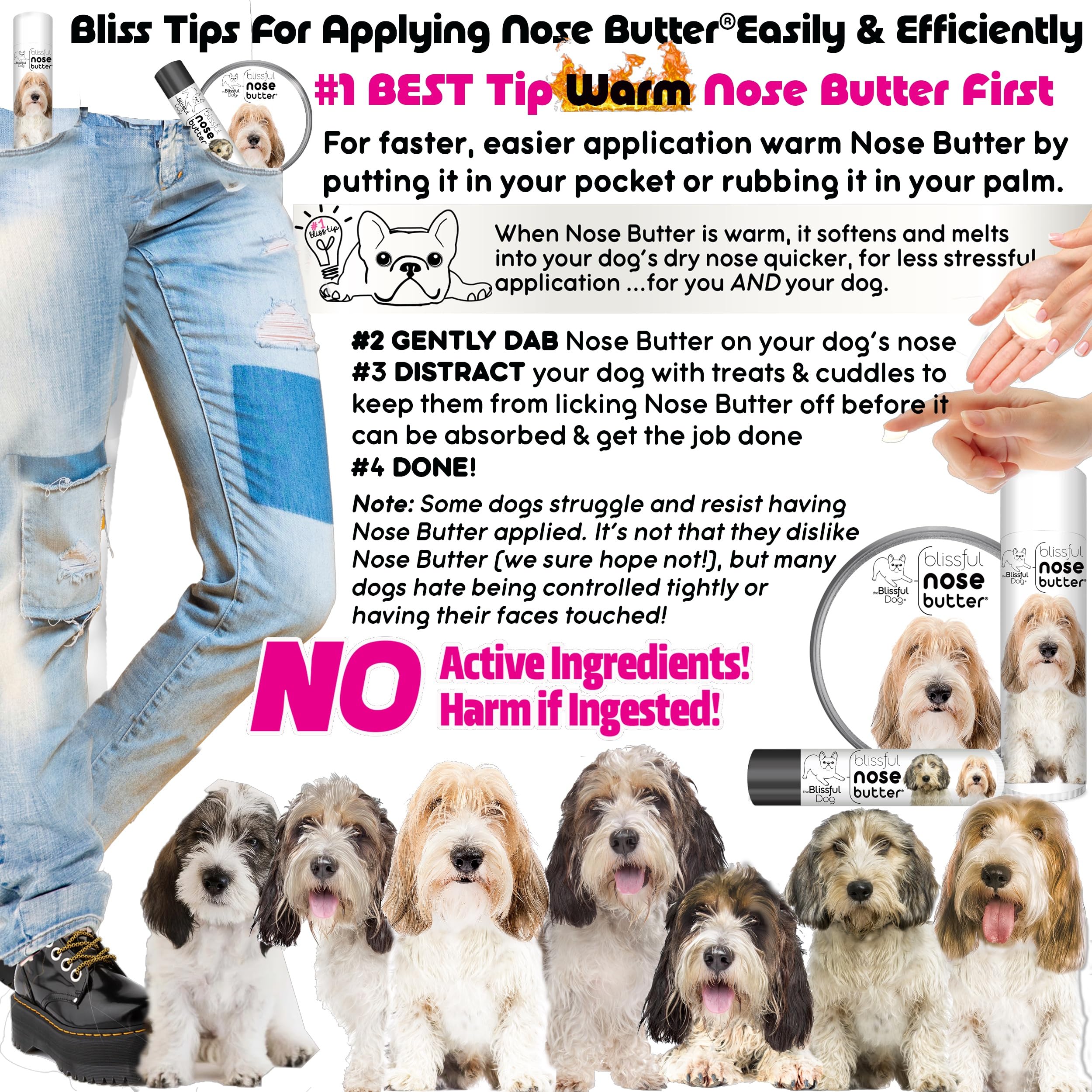 The Blissful Dog Petit Basset Griffon Unscented Nose Butter - Dog Nose Butter, 4 Ounce