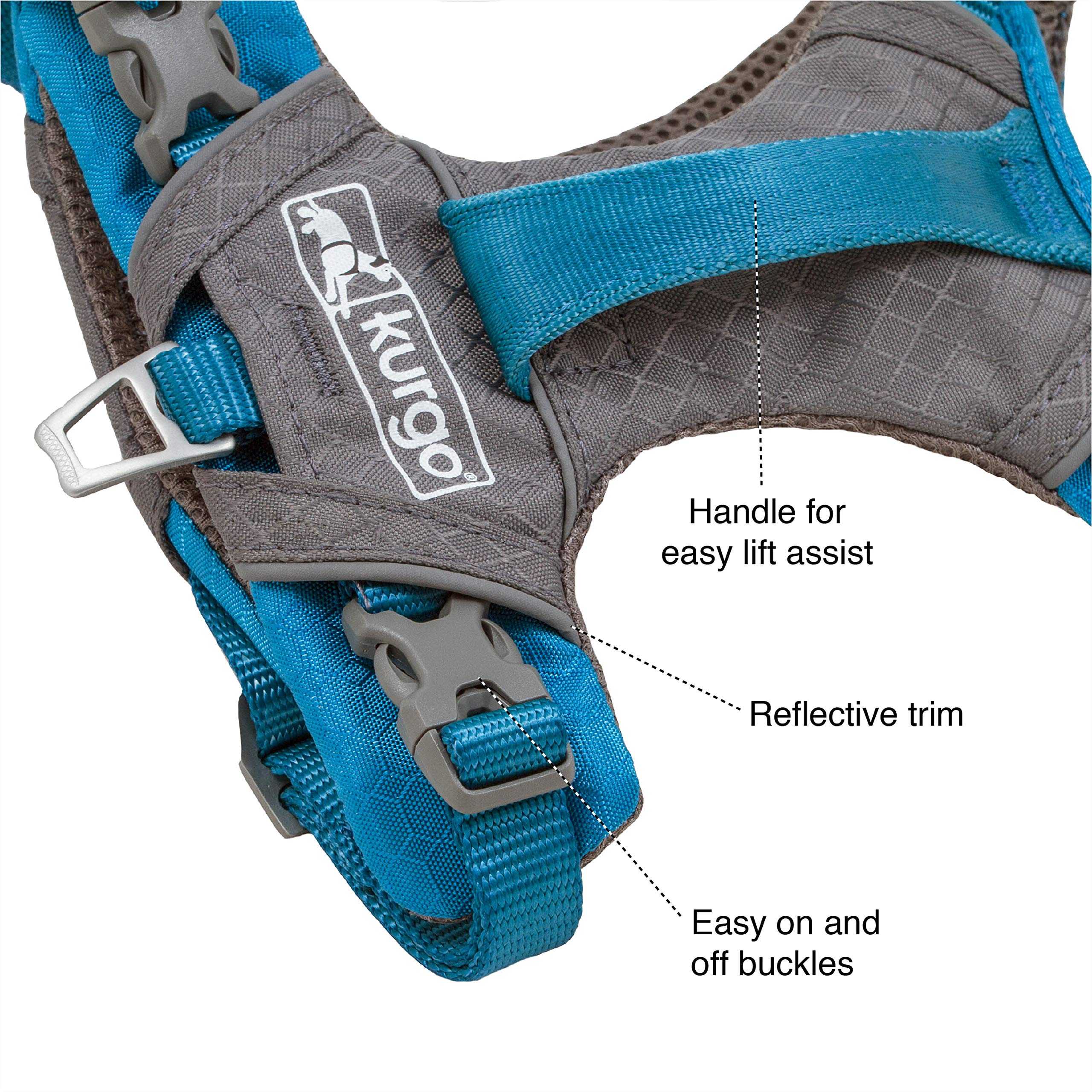 Kurgo Journey Air Dog Harness, Vest Harnesses For Dogs, Pet Hiking Harness For Running & Walking, Reflective, Padded, Includes Control Handle, No Pull Front Clip (Coral, Large)