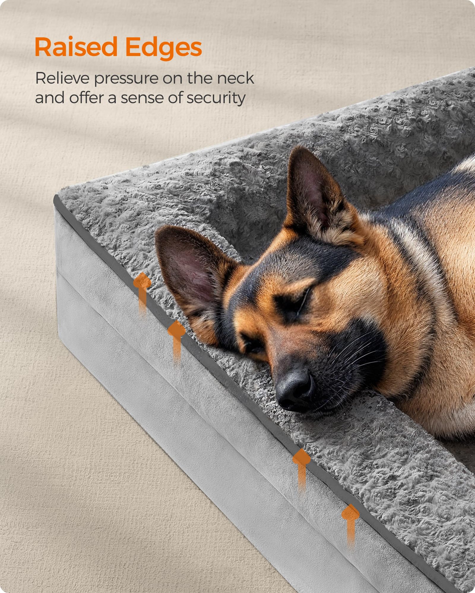 Feandrea Orthopaedic Dog Bed For Large Dogs, Waterproof Dog Sofa Bed With Removable Washable Cover, 48 X 35 X 7 Inches, Dove Gra