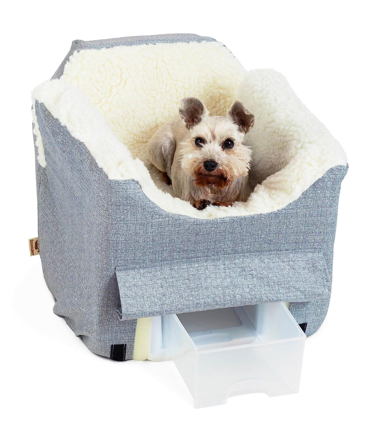 Snoozer Dog Car Seat With Storage Tray: Lookout Ii Car Seat For Small Dogs 0-15 Lbs, Size: Small, Fabric: Stone Diamond, Pet Car Seat To Alleviate Car Sickness For Dogs, Removable Washable Cover