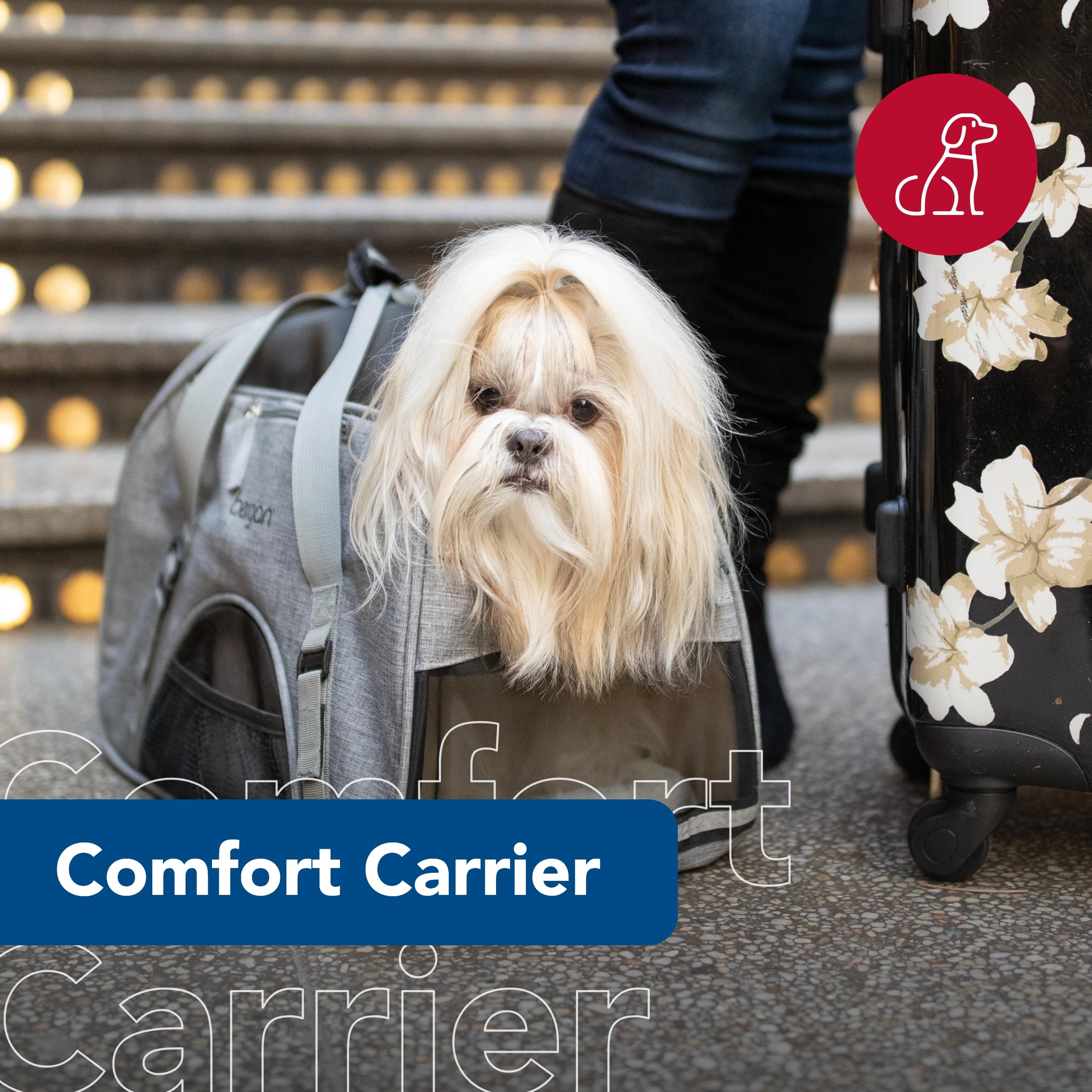 Coastal Pet Bergan Comfort Carrier - Safe And Comfortable For Dog & Cat Travel - Airline Friendly Soft And Breathable Carrier For Pet Owners - Heather Bermuda, 16' X 8' X 11'
