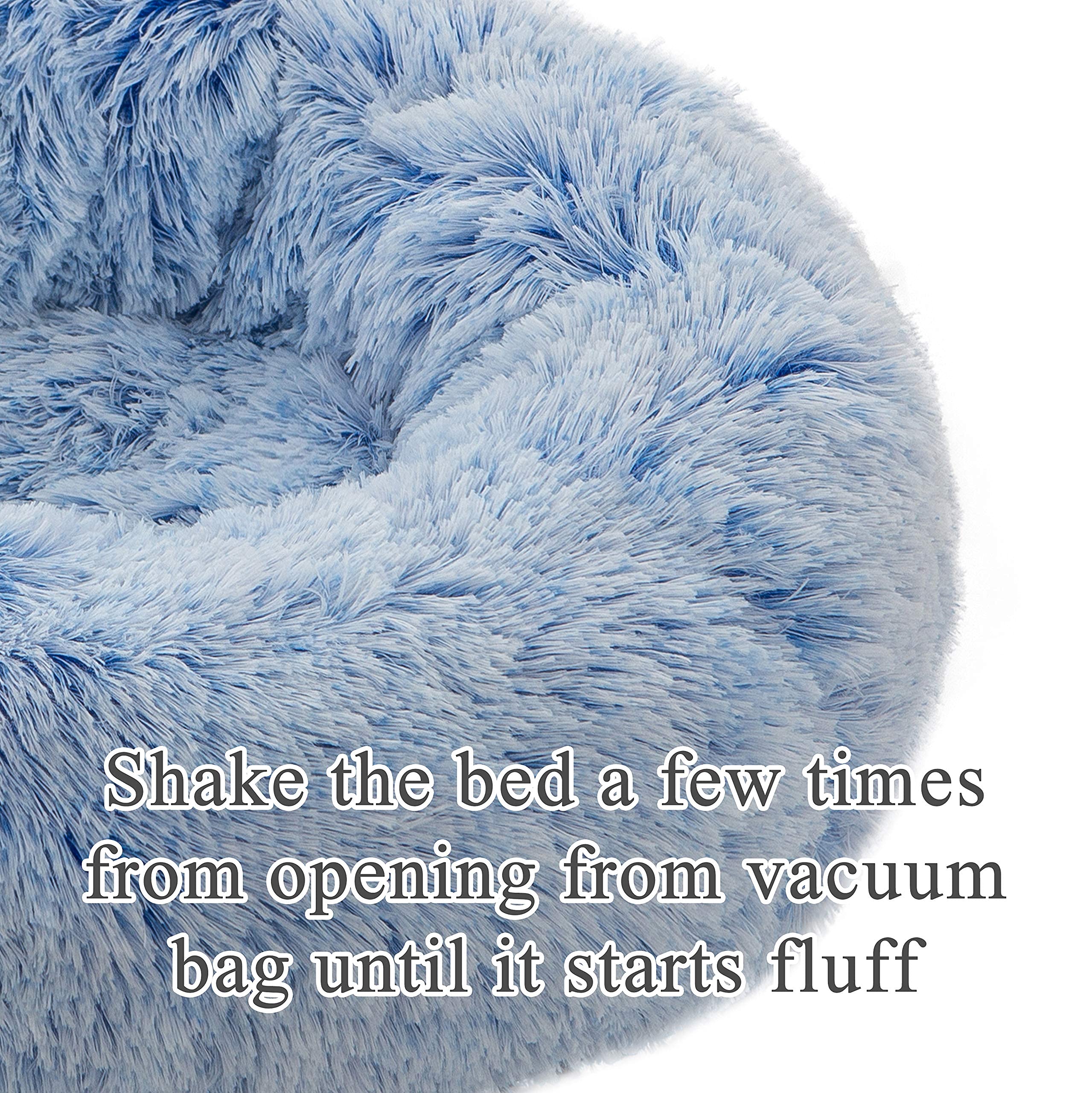 Tumimallody Donut Pet Bed, Plush Round Cuddler Cat & Dog Cushion Bed, Marshmellow Fluffy Faux Fur, Calming Comfy Furry (24 , Lig
