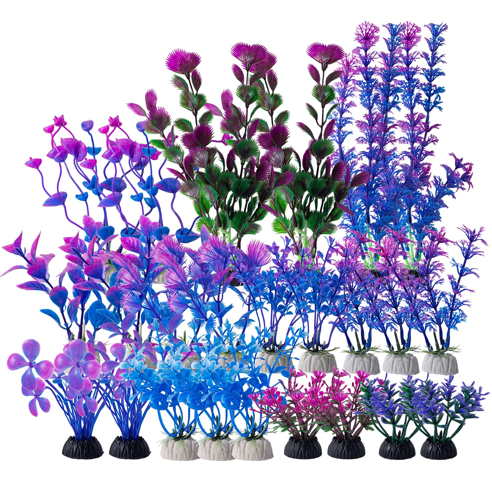 COMSUN 25 Pack Artificial Aquarium Plants, Small Size 4 inch Approximate Height Fish Tank Decorations Home D  cor Plastic Light 