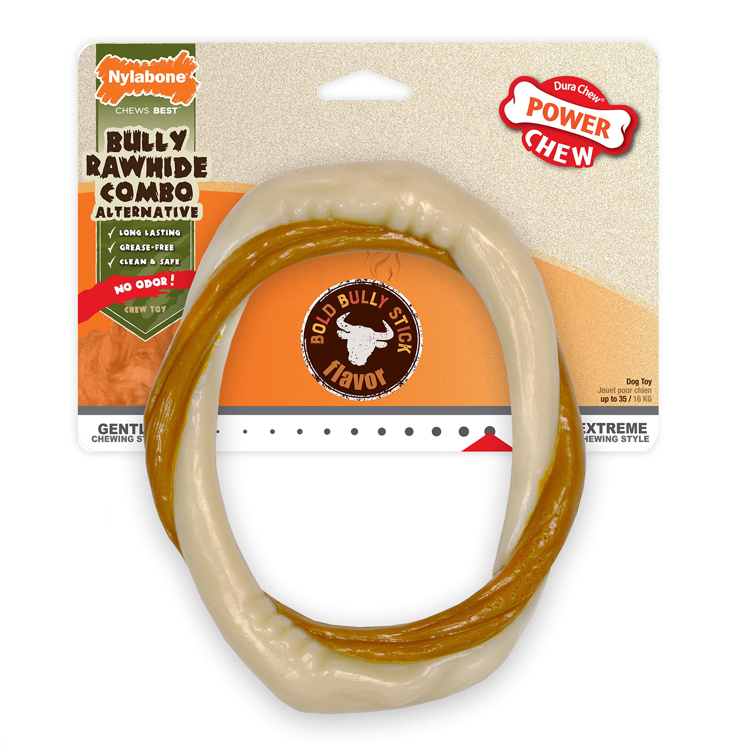 Nylabone Power Chew Alternative Bully Rawhide Combo Ring Bully Bully Stick Medium/Wolf (1 Count)