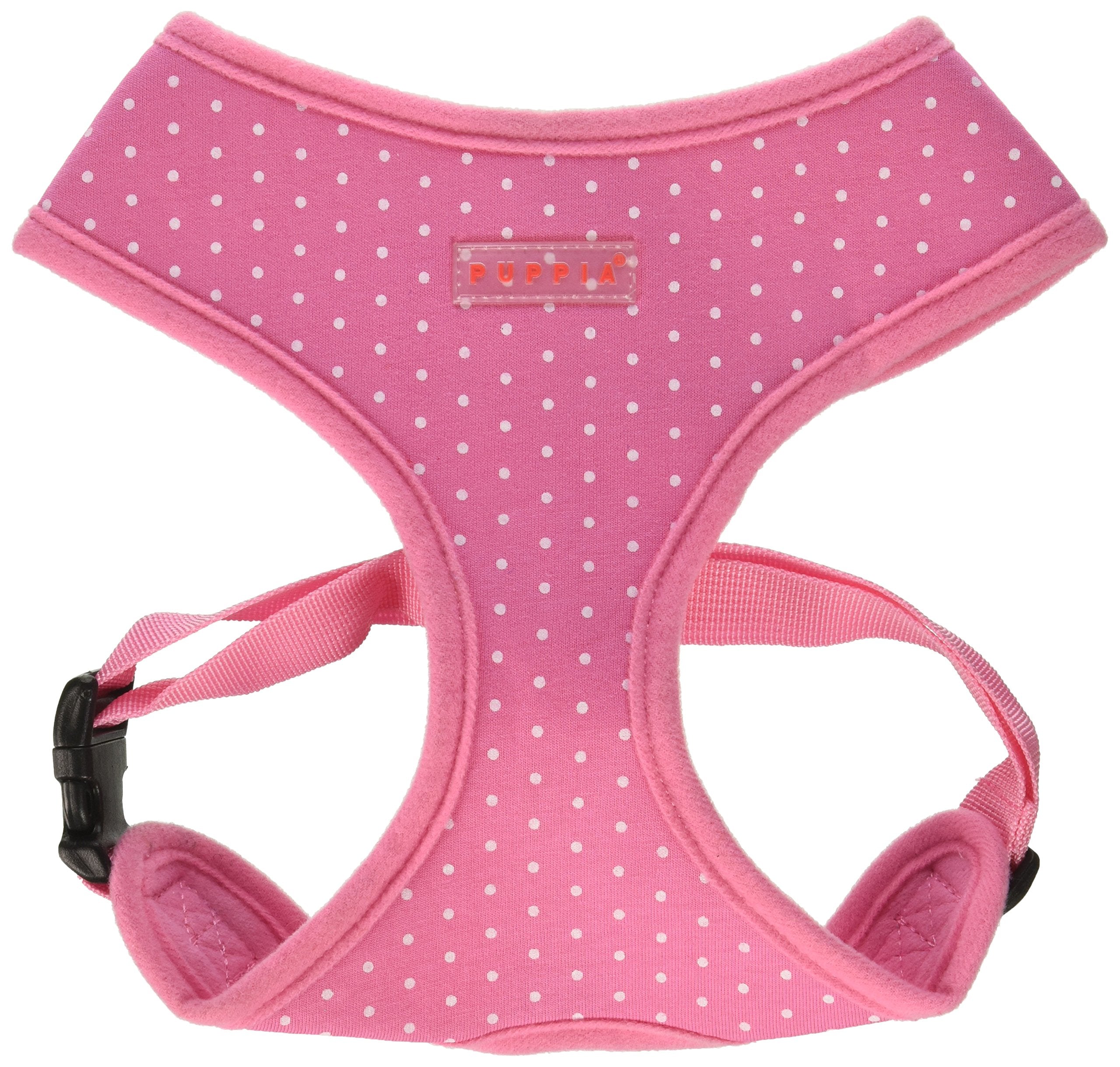 Puppia Dotty Dog Harness Over-The-Head No Pull No Choke Walking Training Adjustable For Small & Medium Dog, Large, Pink