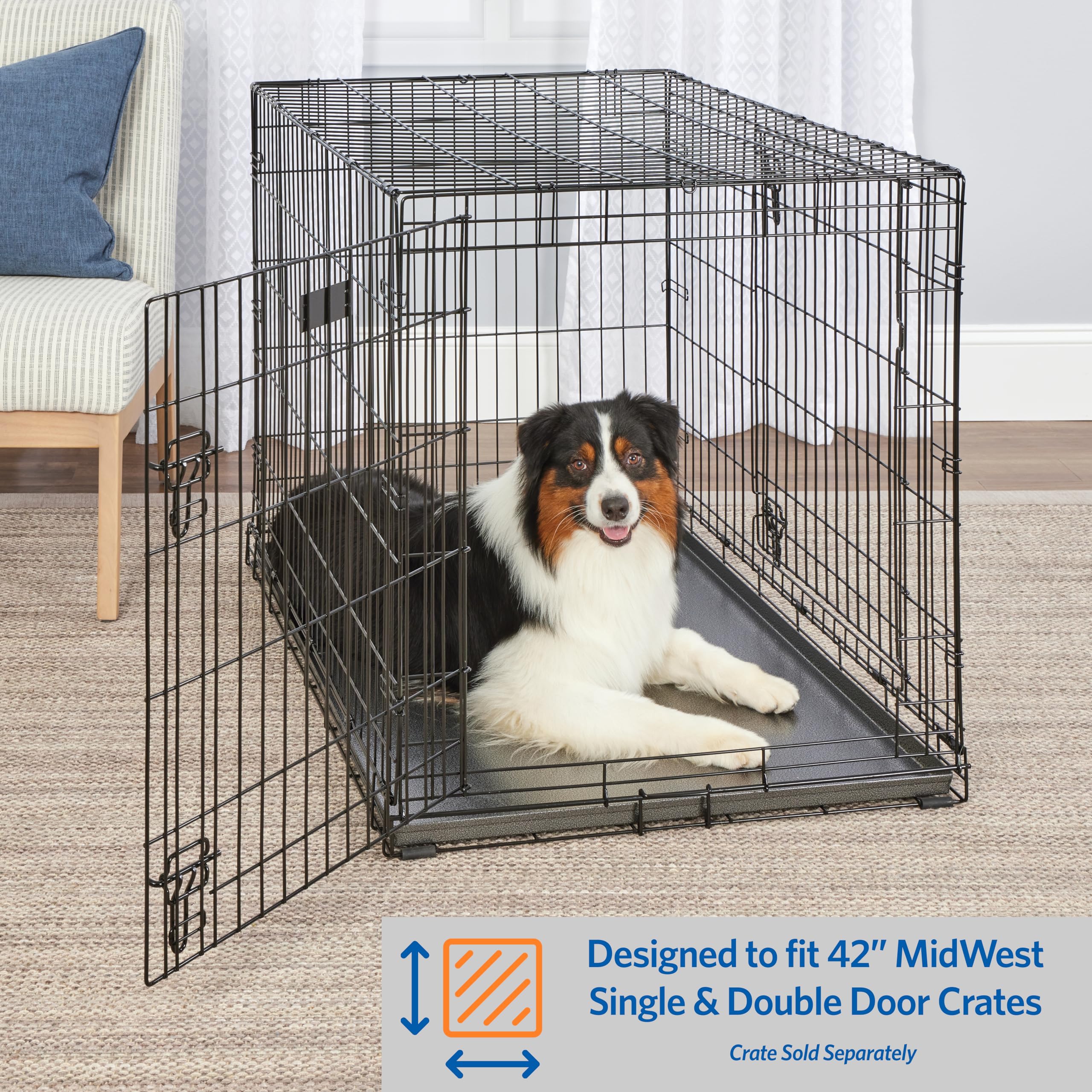 MidWest Homes for Pets Metal Dog Crate Replacement Pan, 42 Inch, Silver, Model 42MPAN