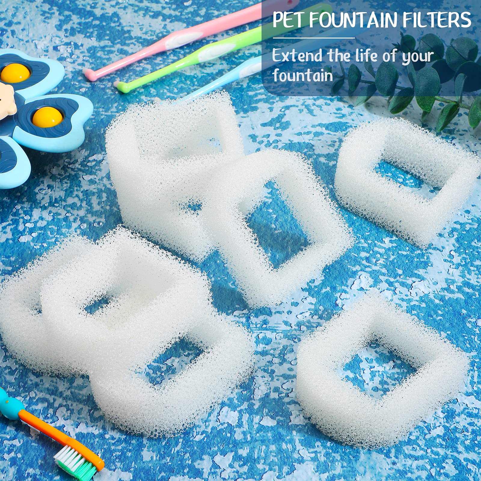 15 Pieces Pet Water Fountain Replacement Filter Foam Pre-Filter Cat And Dog Fountains Foam Compatible With Drinkwell Ceramic And 360 Stainless Steel Pet Dog Cat Fountains (White)