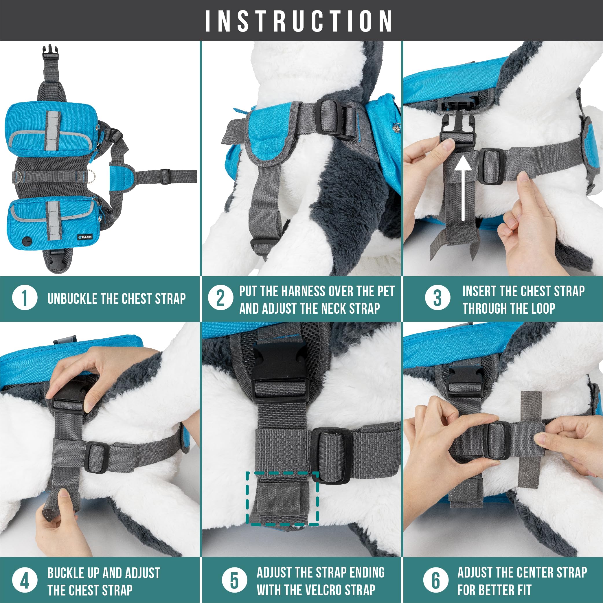 PetAmi Dog Backpack for Medium Large Dogs, Dog Saddle Bag for Dogs to Wear, Harness Saddlebag with Reflective Safety Side Pocket