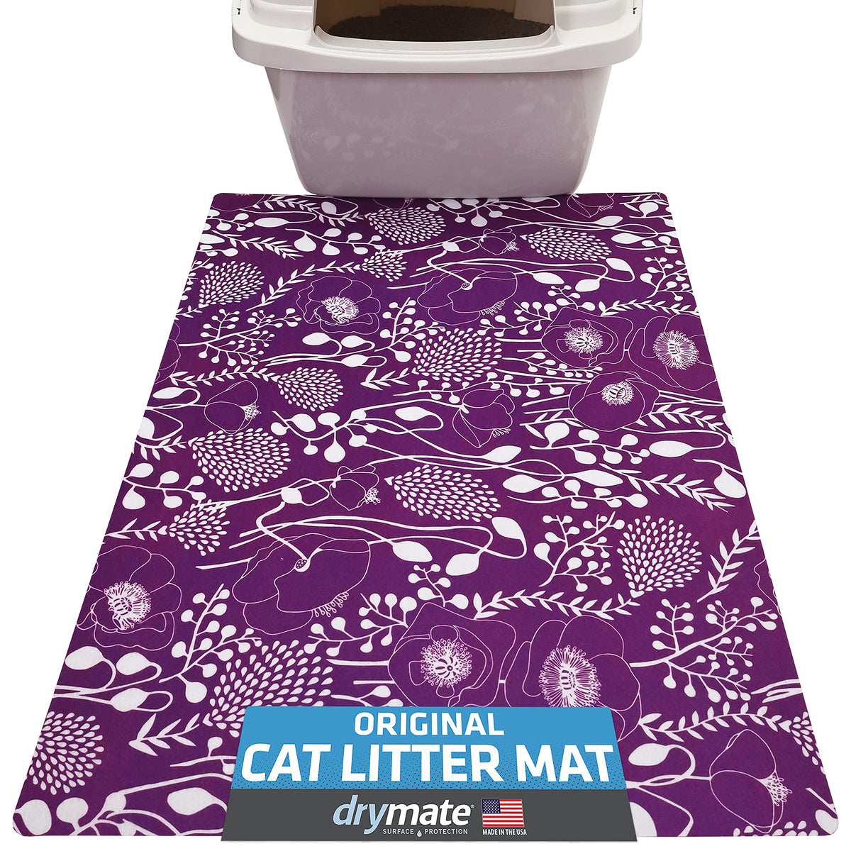 Drymate Original Cat Litter Mat, Contains Mess From Box For Cleaner Floors, Urine-Proof, Soft On Kitty Paws -Absorbent/Waterproof- Machine Washable, Durable (Usa Made) (20”X28”)(Good Medicine Plum)