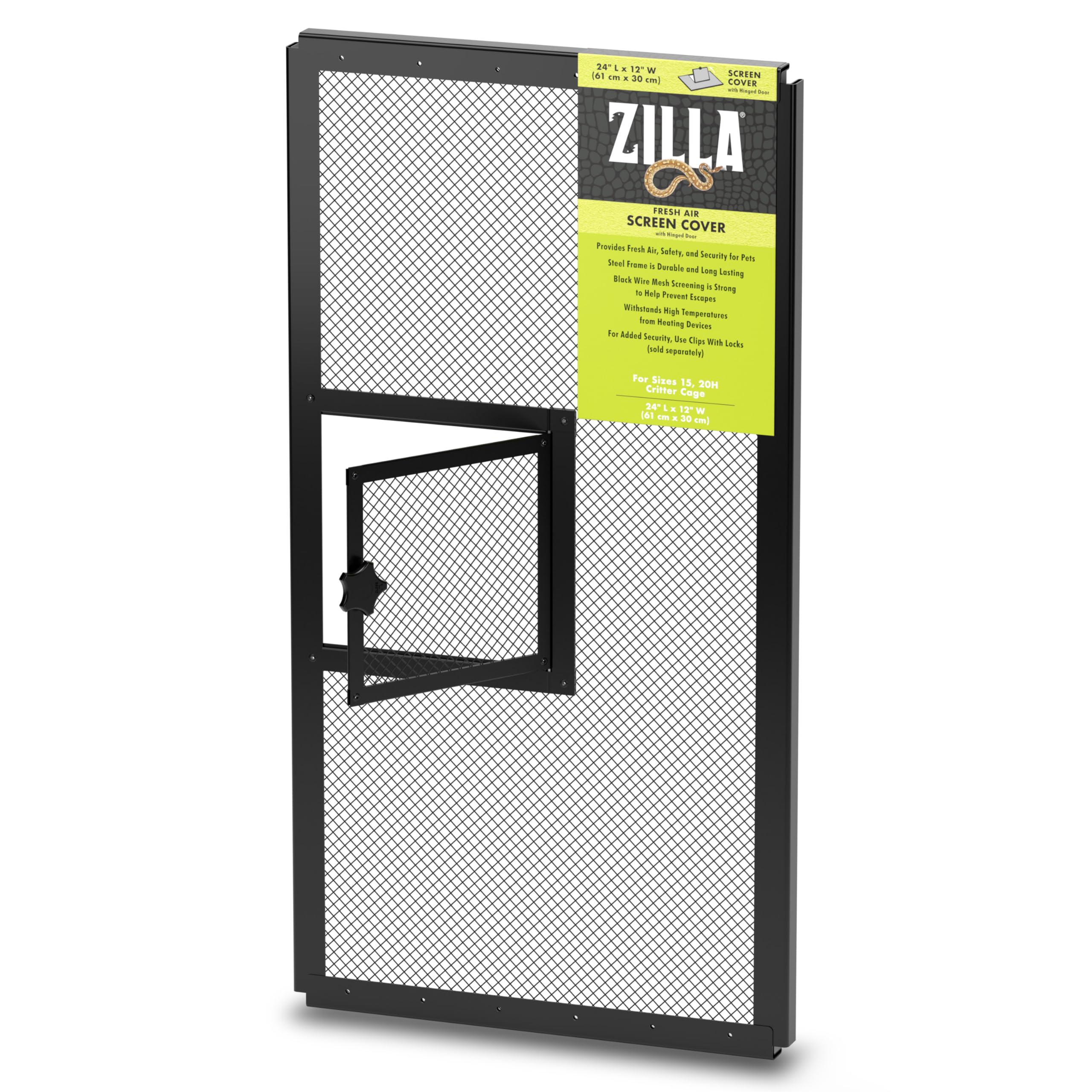 Zilla Pet Reptile Terrarium Fresh Air Screen Cover With Hinged Door 24'' X 12''