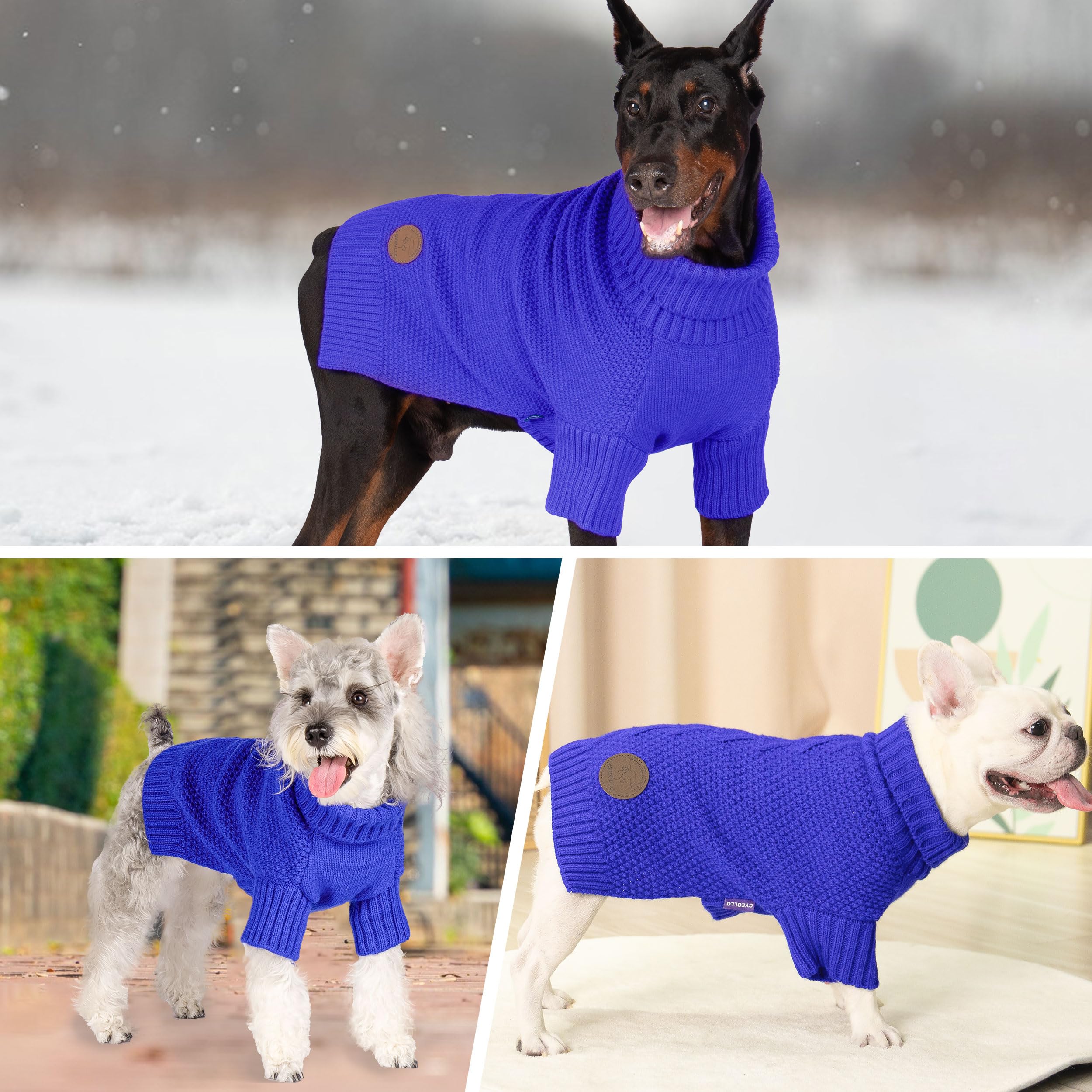 cyeollo Dog Sweater Pullover Turtleneck for Large Dogs, Classic Knitwear Fall Winter Cold Weather Dog Clothes Warm Pet Apparel L