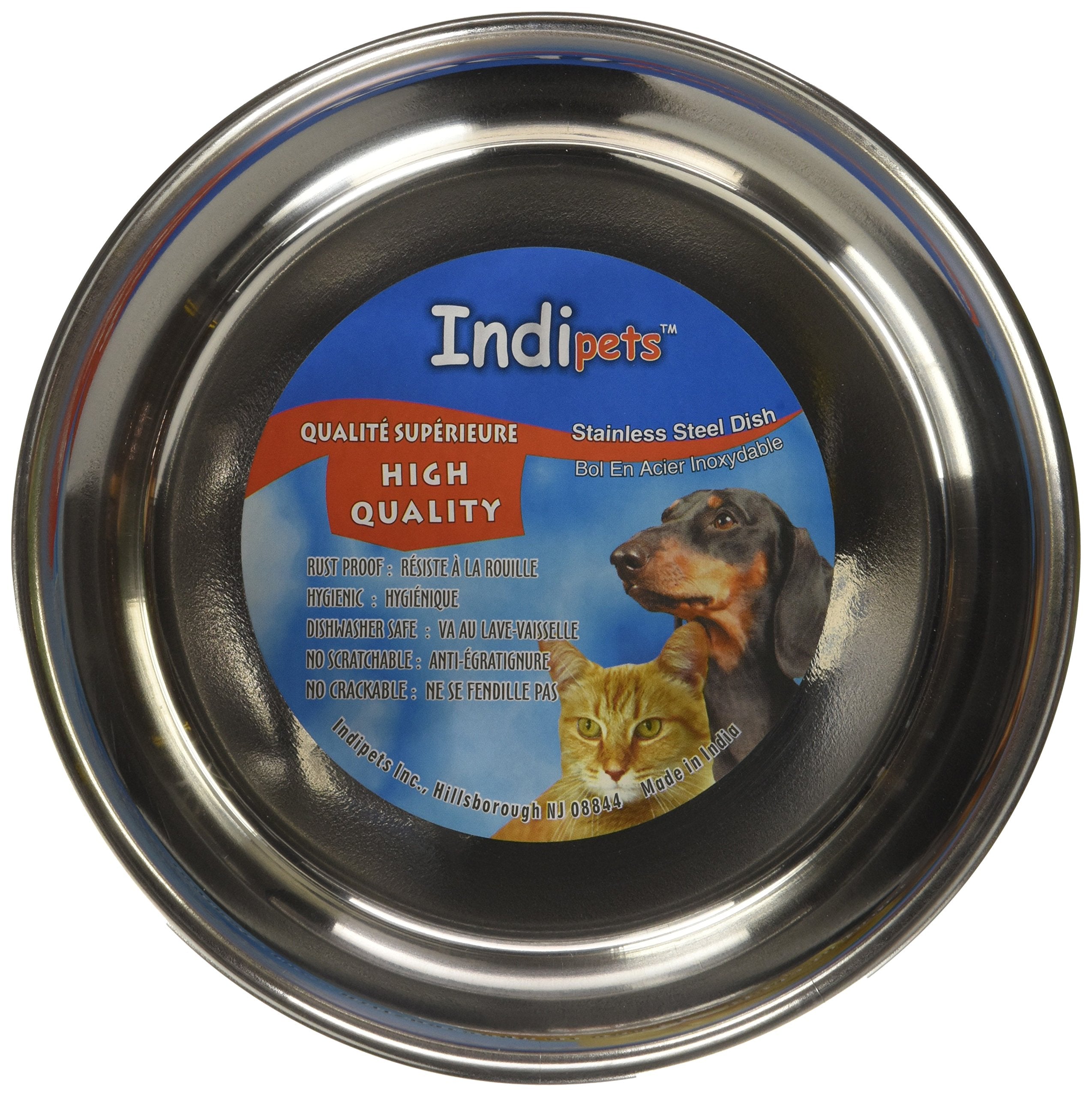 Indipets Heavy Duty Stainless Steel Dog Bowl - 1 Quart - High Gloss, Easy To Clean Finish