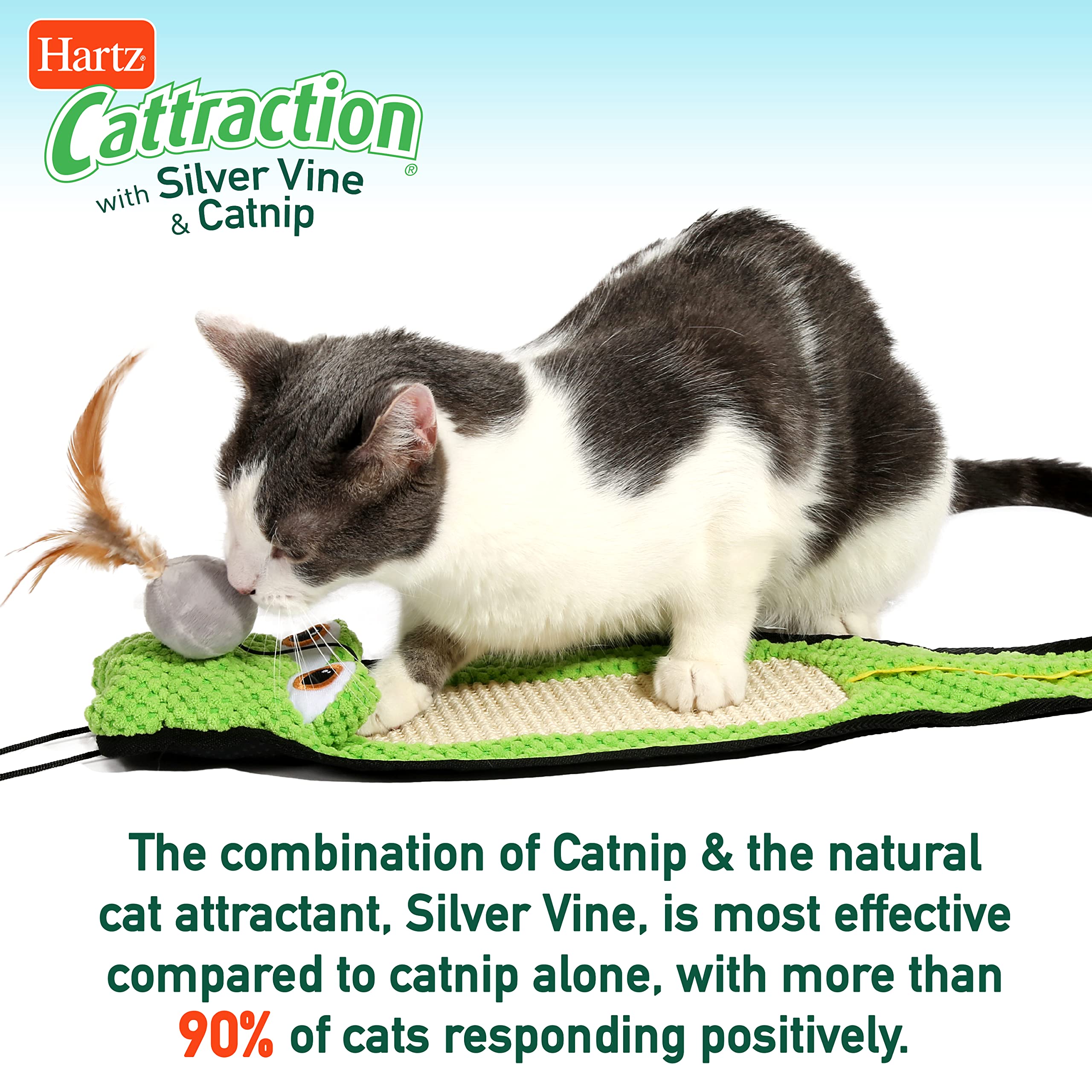 Hartz Cattraction Bell Mouse Cat Toy With Two Silver Vine & Catnip Sisal Mice - 2 Pack, All Breed Sizes